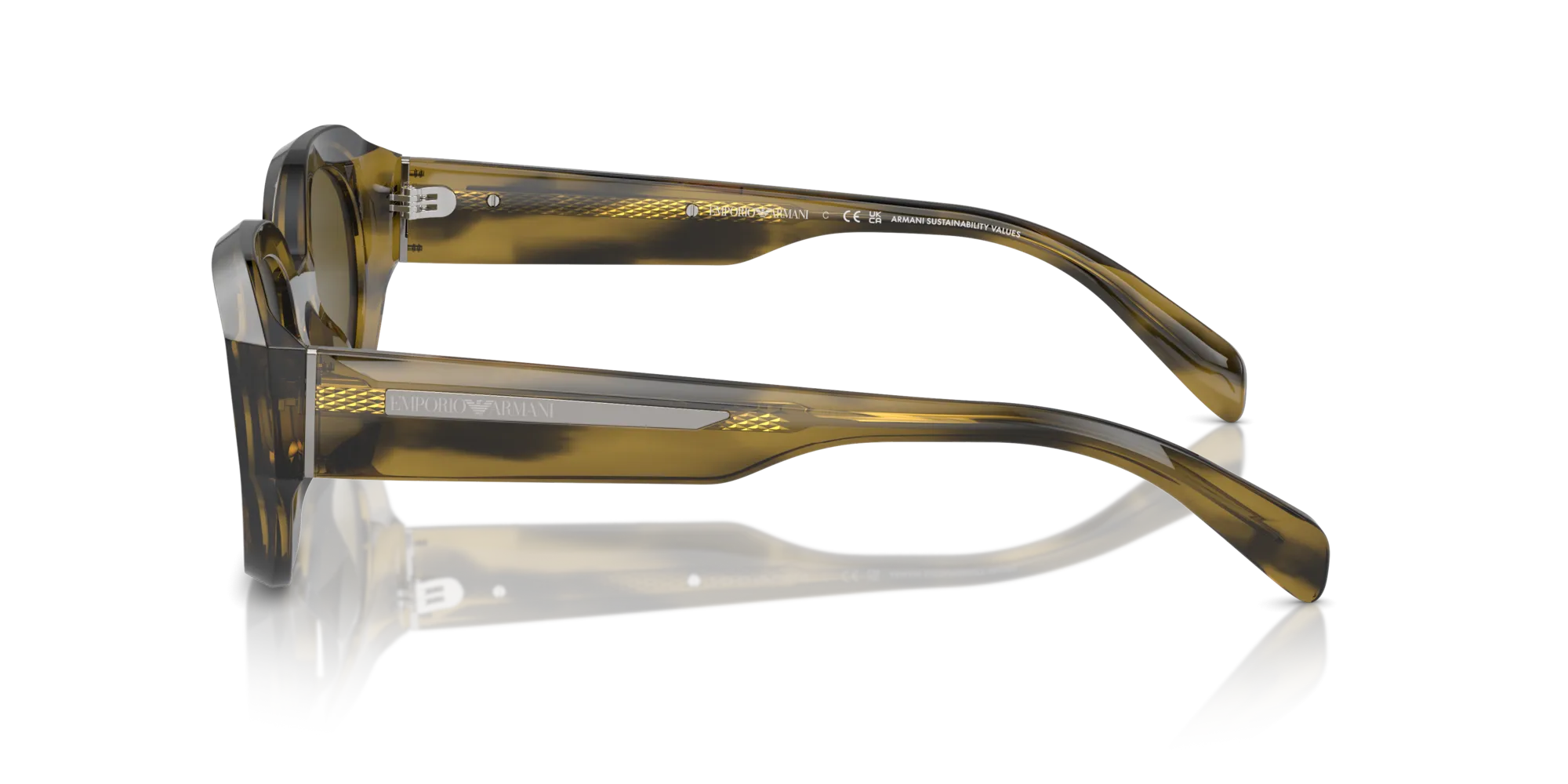 Emporio Armani EA4230U 614873 Occhiali da sole Acetato Verde Marrone Geometrica Normale - immagine 4