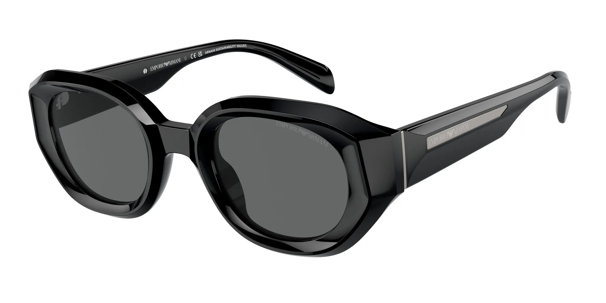 Emporio Armani EA4230U 501787 Occhiali da sole Acetato Nero Grigio Geometrica Normale - immagine 1