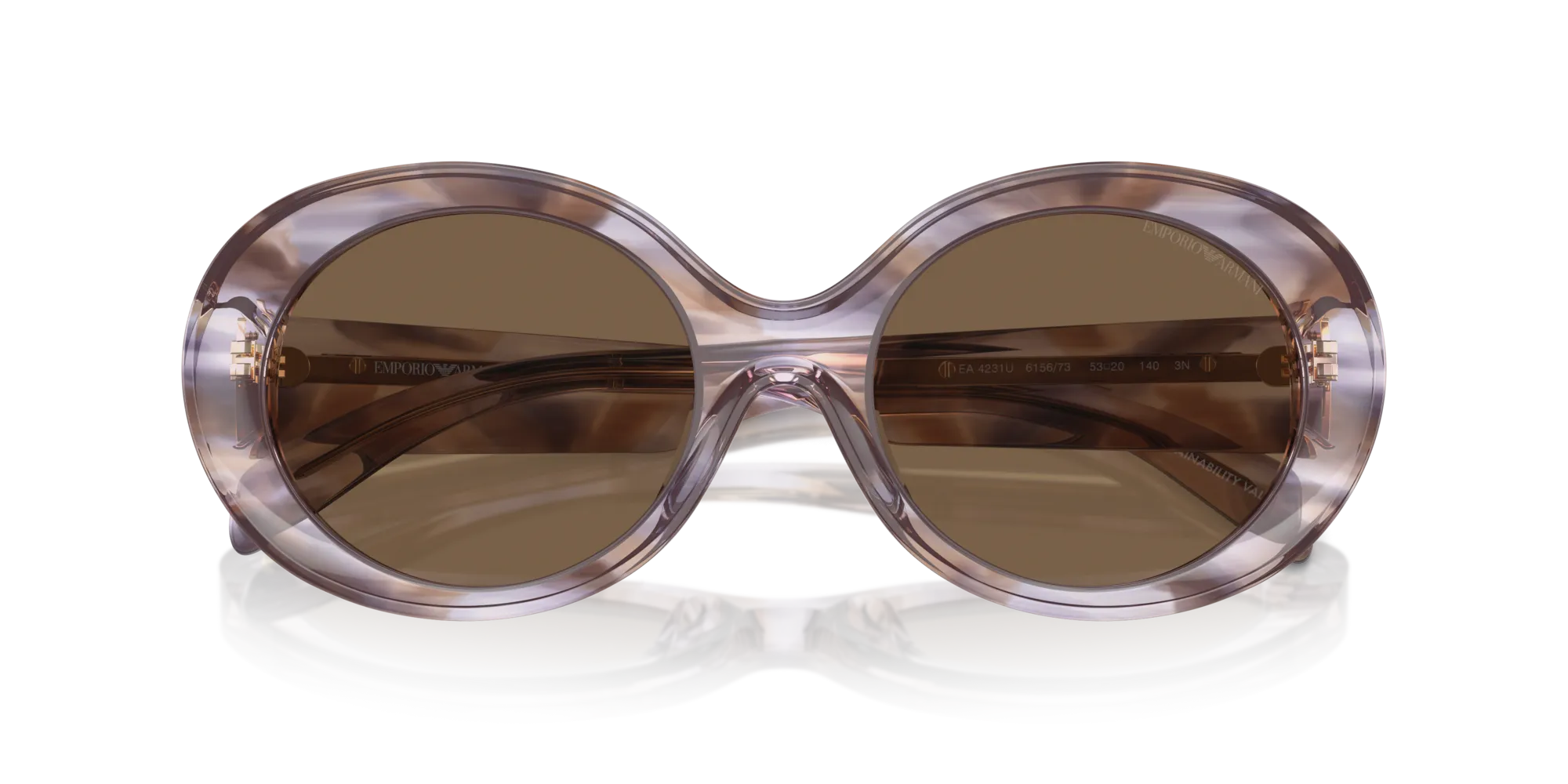Emporio Armani EA4231U 615673 Occhiali da sole Acetato Tartaruga Marrone Rotonda Normale - immagine 2