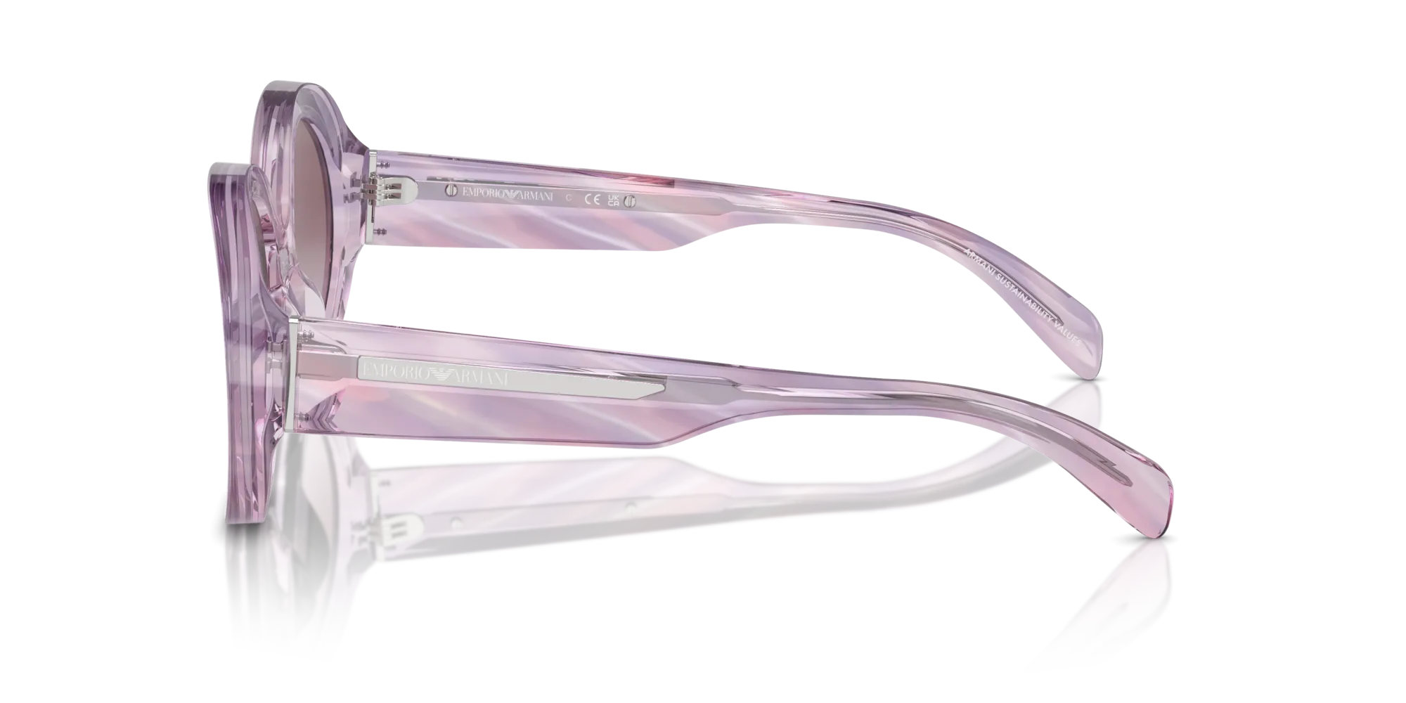 Emporio Armani EA4231U 61558H Occhiali da sole Acetato Rosa Viola Rotonda Normale Sfumato - immagine 4