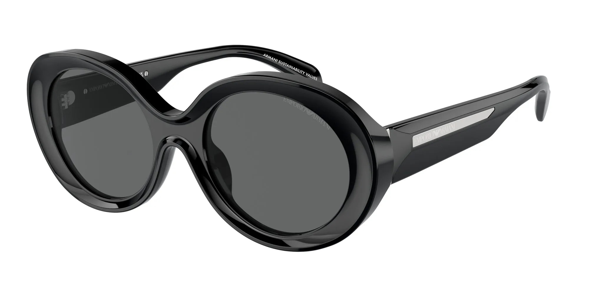 Emporio Armani EA4231U 501787 Occhiali da sole Acetato Nero Grigio Rotonda Normale - immagine 1