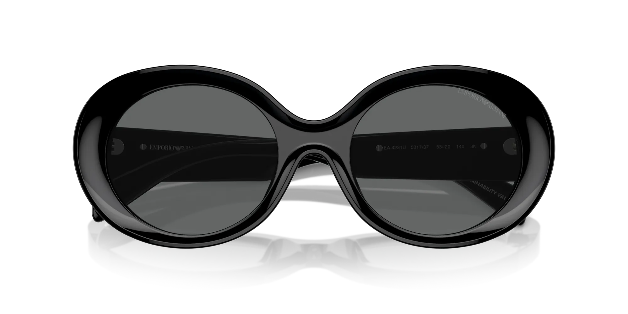 Emporio Armani EA4231U 501787 Occhiali da sole Acetato Nero Grigio Rotonda Normale - immagine 2