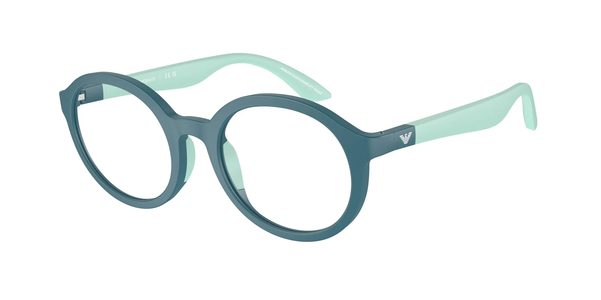 Emporio Armani EK3005 6123 Montature da vista bambino Iniettato Verde Trasparente Rotonda Normale - immagine 1
