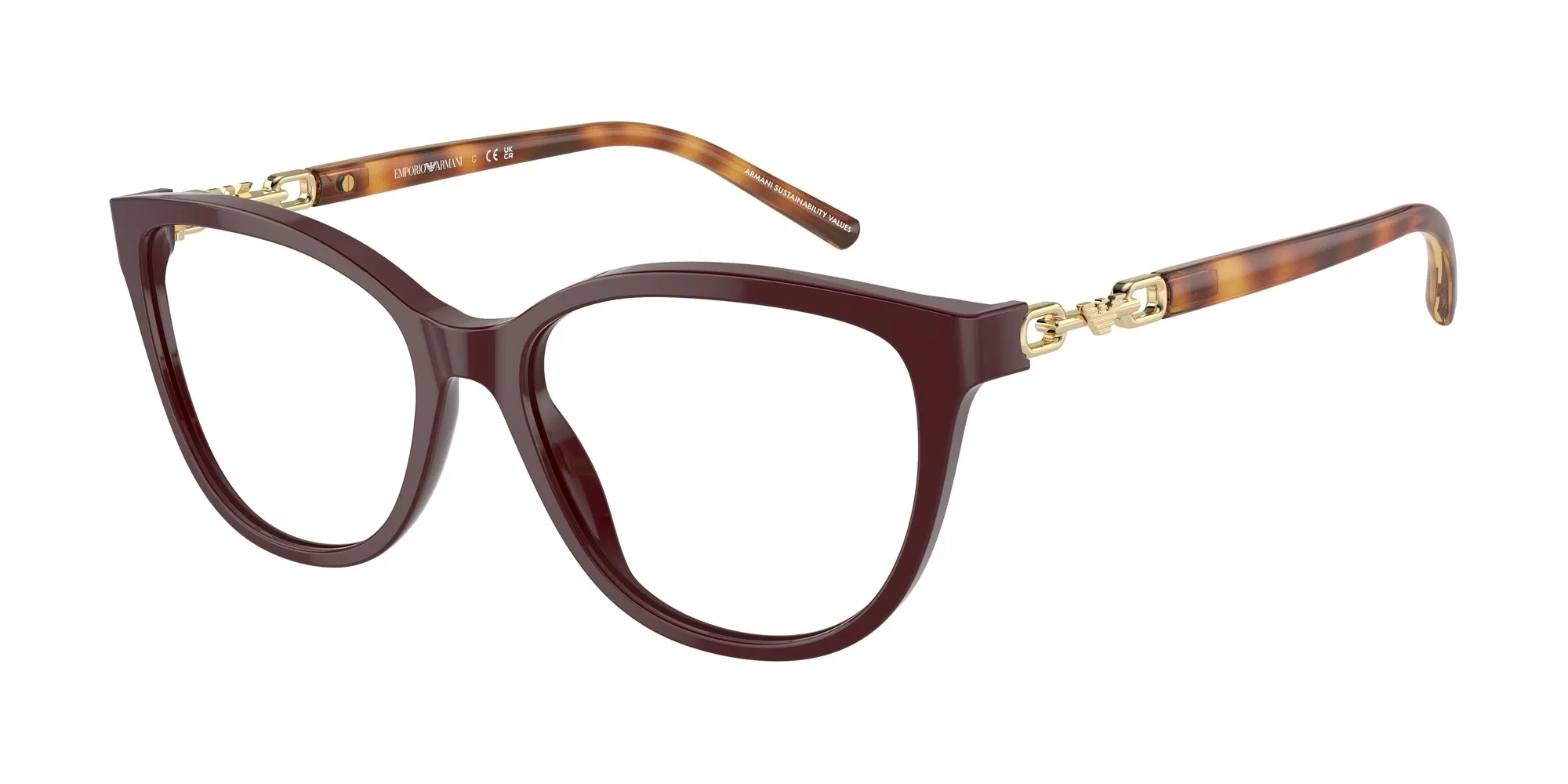 Emporio Armani EA3190 5577 Montature da vista Acetato Rosso Trasparente Pillow Normale - immagine 1