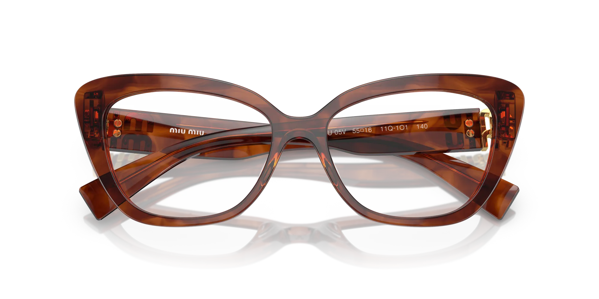 Miu Miu MU 05VV 11Q1O1 Montature da vista Acetato Marrone Trasparente Cat Eye Normale - immagine 2