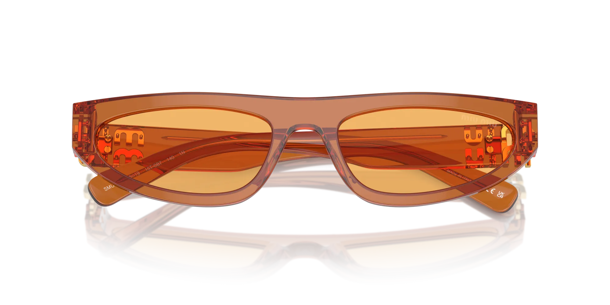 Miu Miu MU 07ZS 15T0B7 Occhiali da sole Acetato Marrone Giallo Geometrica Normale - immagine 2