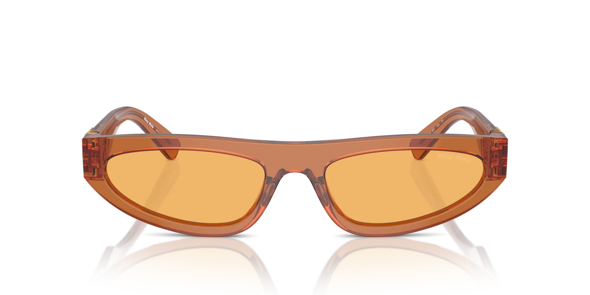 Miu Miu MU 07ZS 15T0B7 Occhiali da sole Acetato Marrone Giallo Geometrica Normale - immagine 3