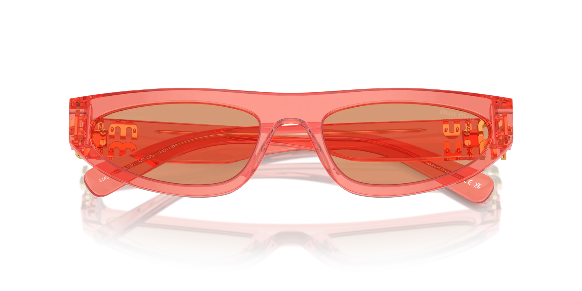 Miu Miu MU 07ZS 14T07V Occhiali da sole Acetato Rosso Arancione Geometrica Normale - immagine 2