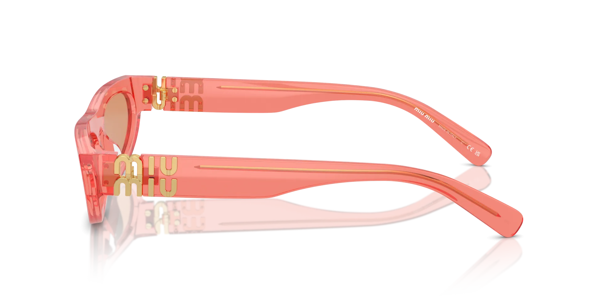 Miu Miu MU 07ZS 14T07V Occhiali da sole Acetato Rosso Arancione Geometrica Normale - immagine 4