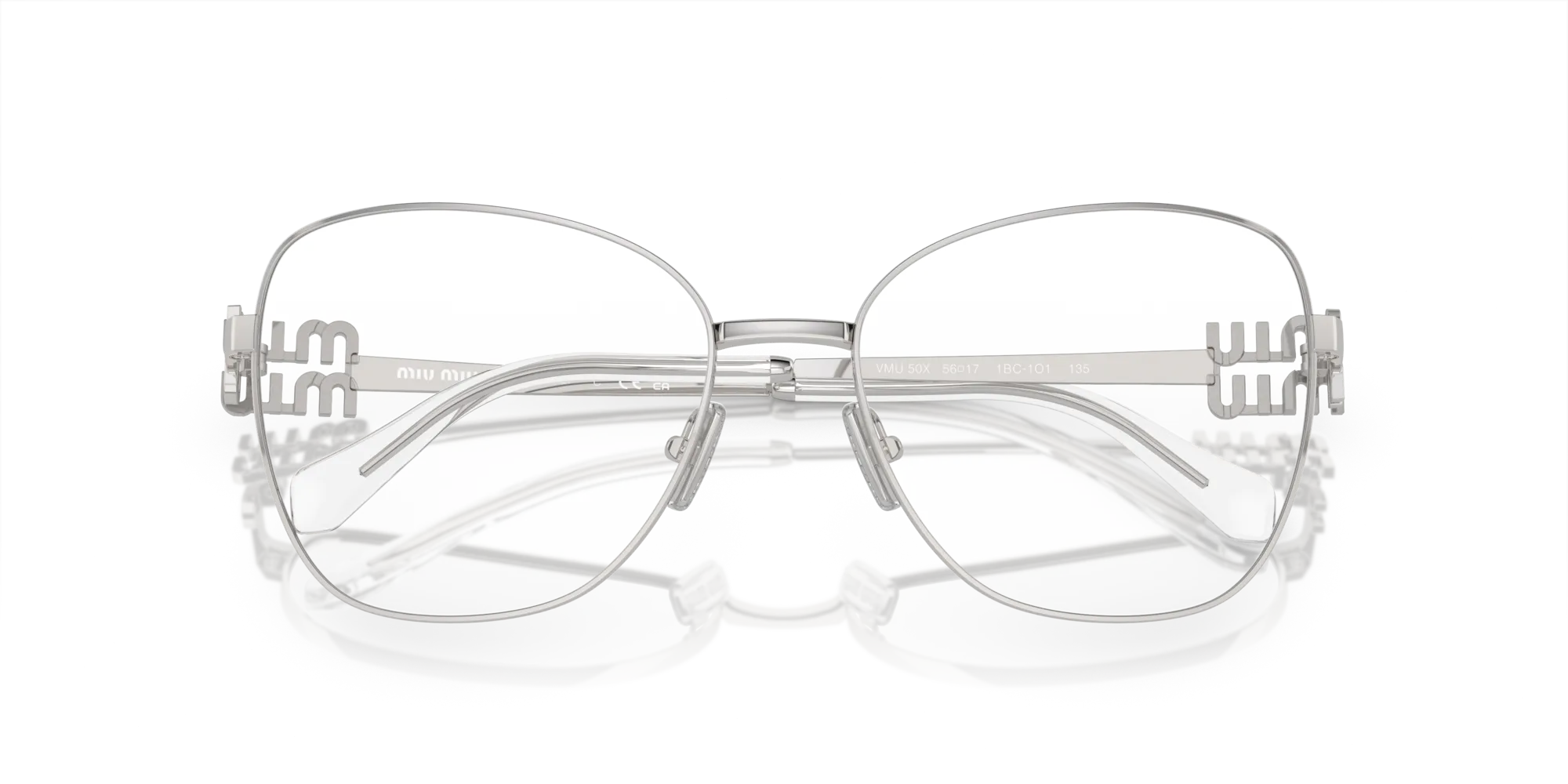 Miu Miu MU 50XV 1BC1O1 Montature da vista Metallo Argento Trasparente Pilot Normale - immagine 2