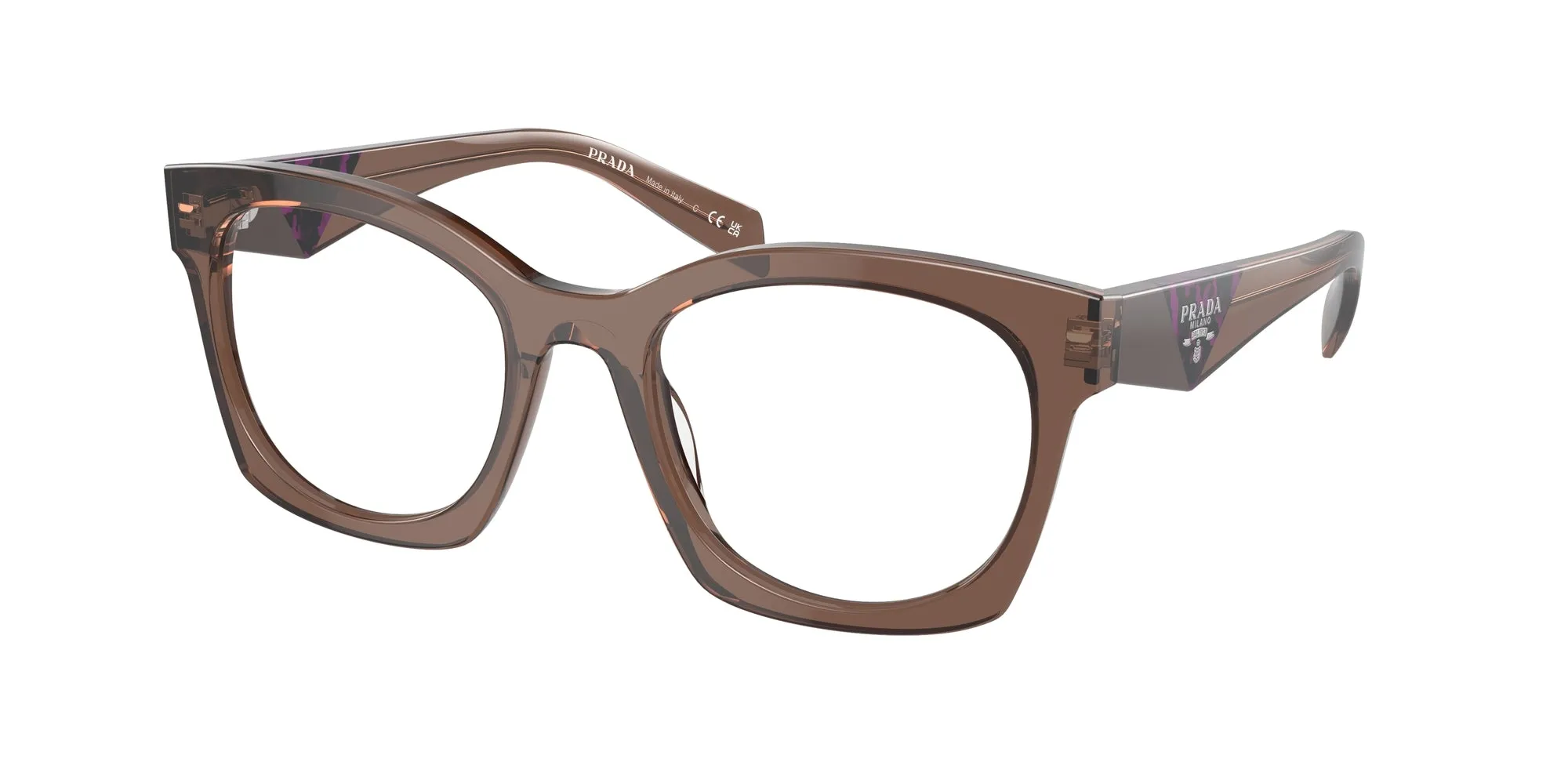 Prada PR A05V 17O1O1 Montature da vista Acetato Marrone Geometrica Normale - immagine 1