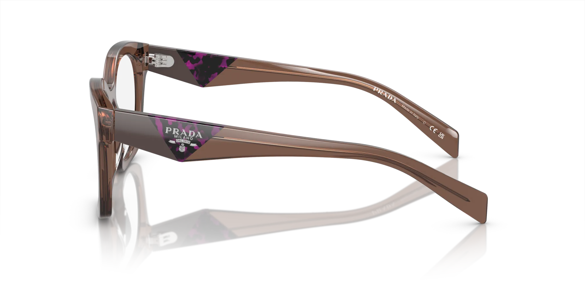 Prada PR A05V 17O1O1 Montature da vista Acetato Marrone Geometrica Normale - immagine 4