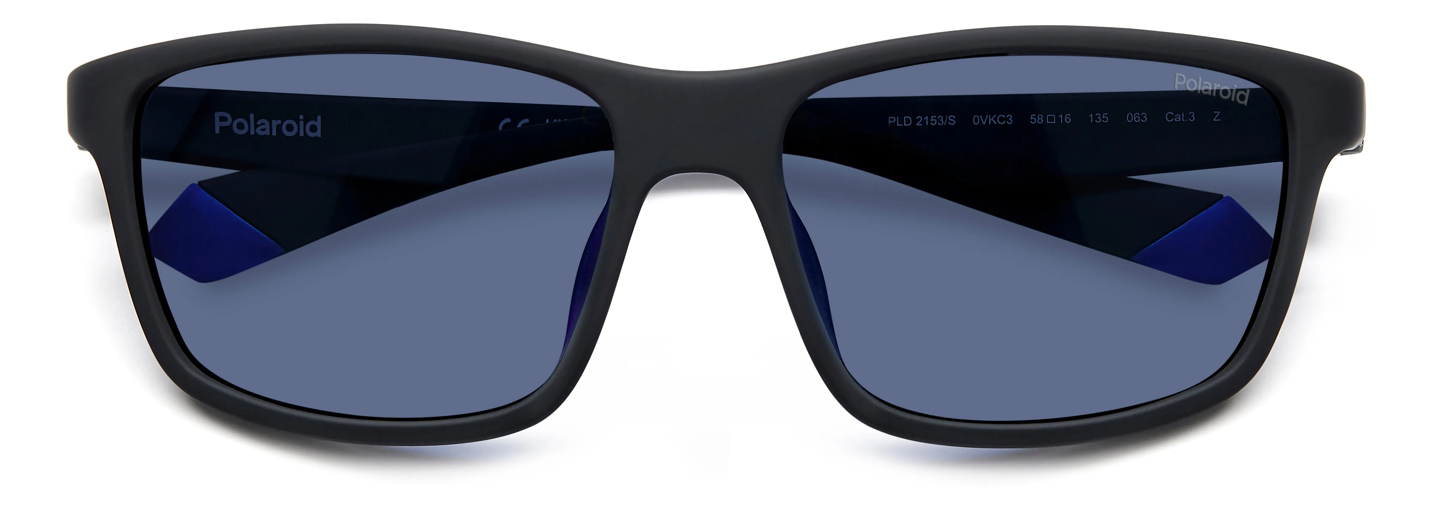 Polaroid PLD 2153/S 0VK/C3 Occhiali da sole Gomma Nero Blu Avvolgente Polarizzata - immagine 3