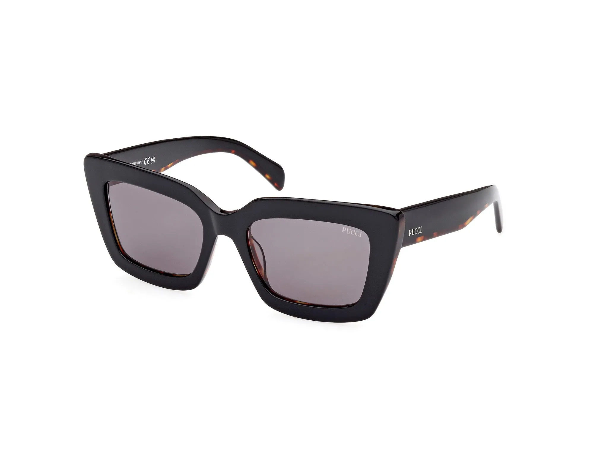 Emilio Pucci EP0202 01A Occhiali da sole Acetato Nero Grigio Squadrata Normale - immagine 1
