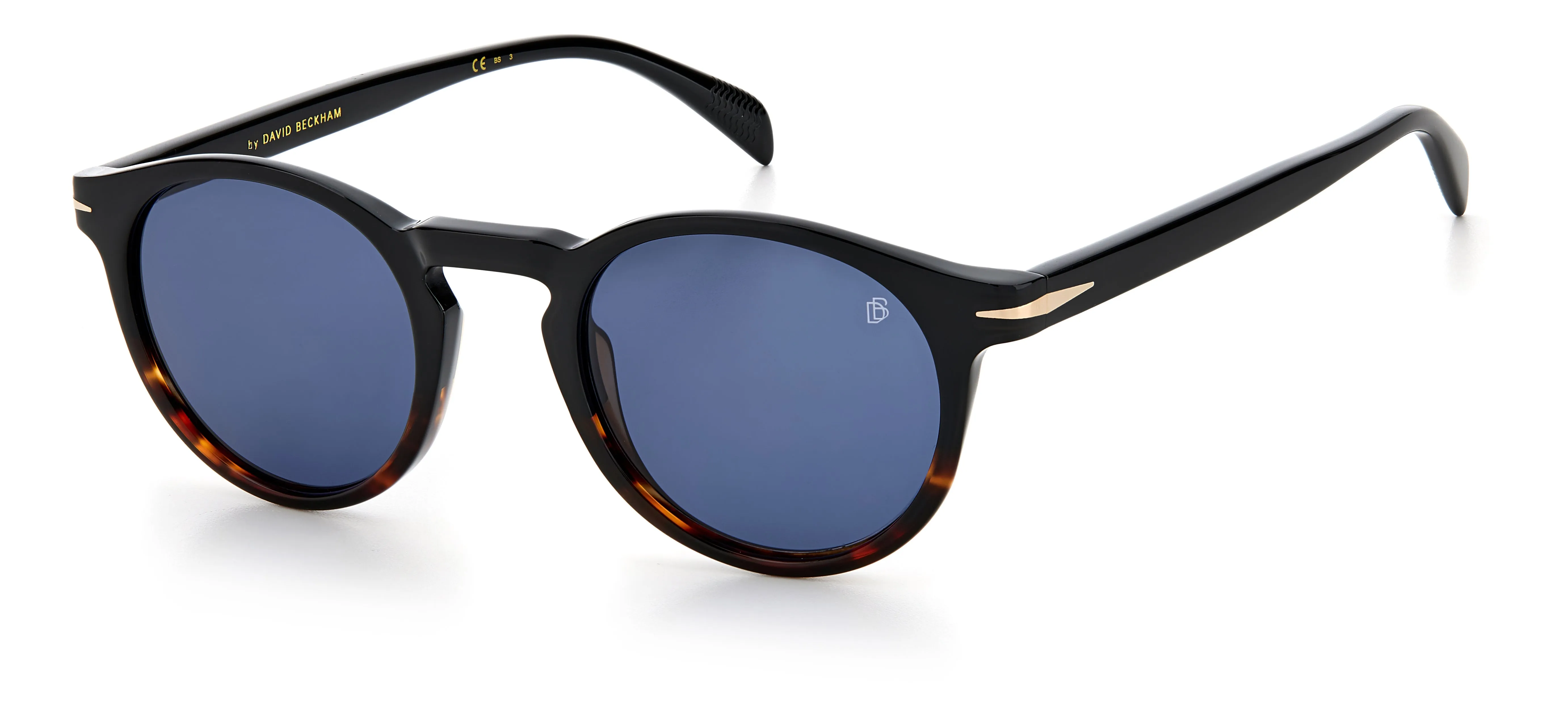 DAVID BECKHAM DB 1036/S 37N/KU Occhiali da sole Acetato Nero Blu Rotonda - immagine 1