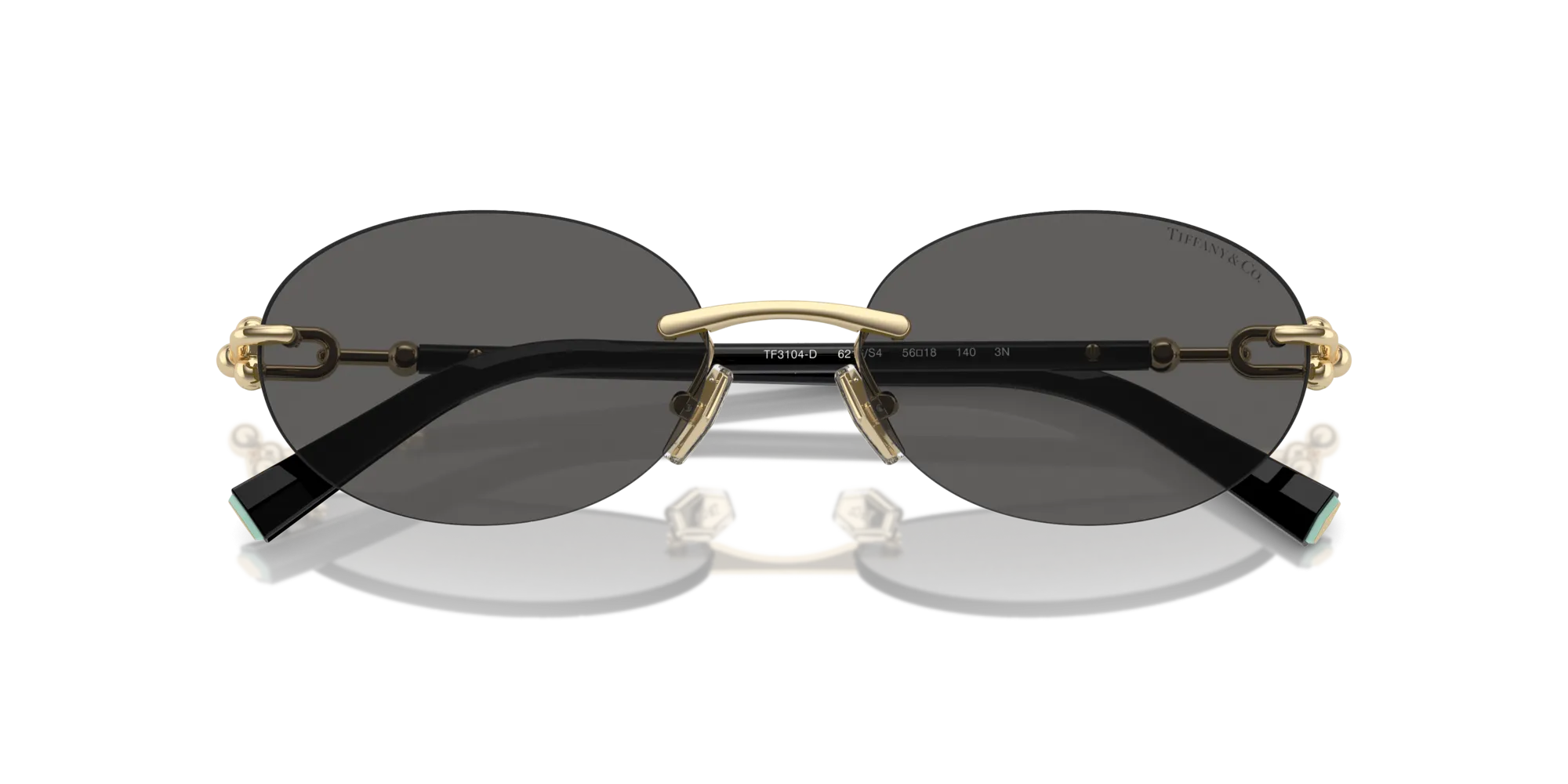 Tiffany TF3104D 6216S4 Occhiali da sole Metallo Oro Grigio Rotonda Normale - immagine 2