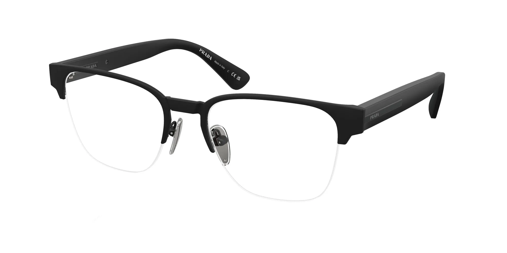 Prada PR A52V 1BO1O1 Montature da vista Metallo Nero Trasparente Pillow Normale - immagine 1