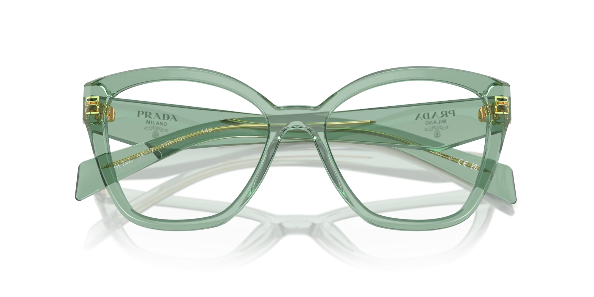Prada PR 20ZV 11R1O1 Montature da vista Acetato Verde Geometrica Normale - immagine 2