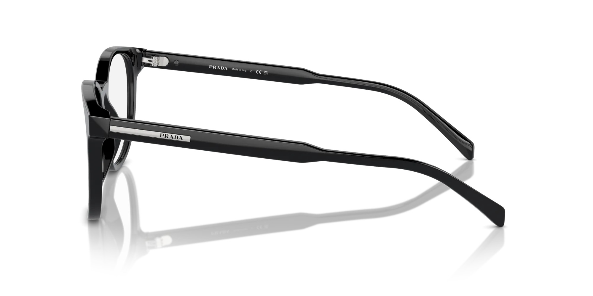 Prada PR A15V 16K1O1 Montature da vista Acetato Nero Trasparente Pantos Normale - immagine 4