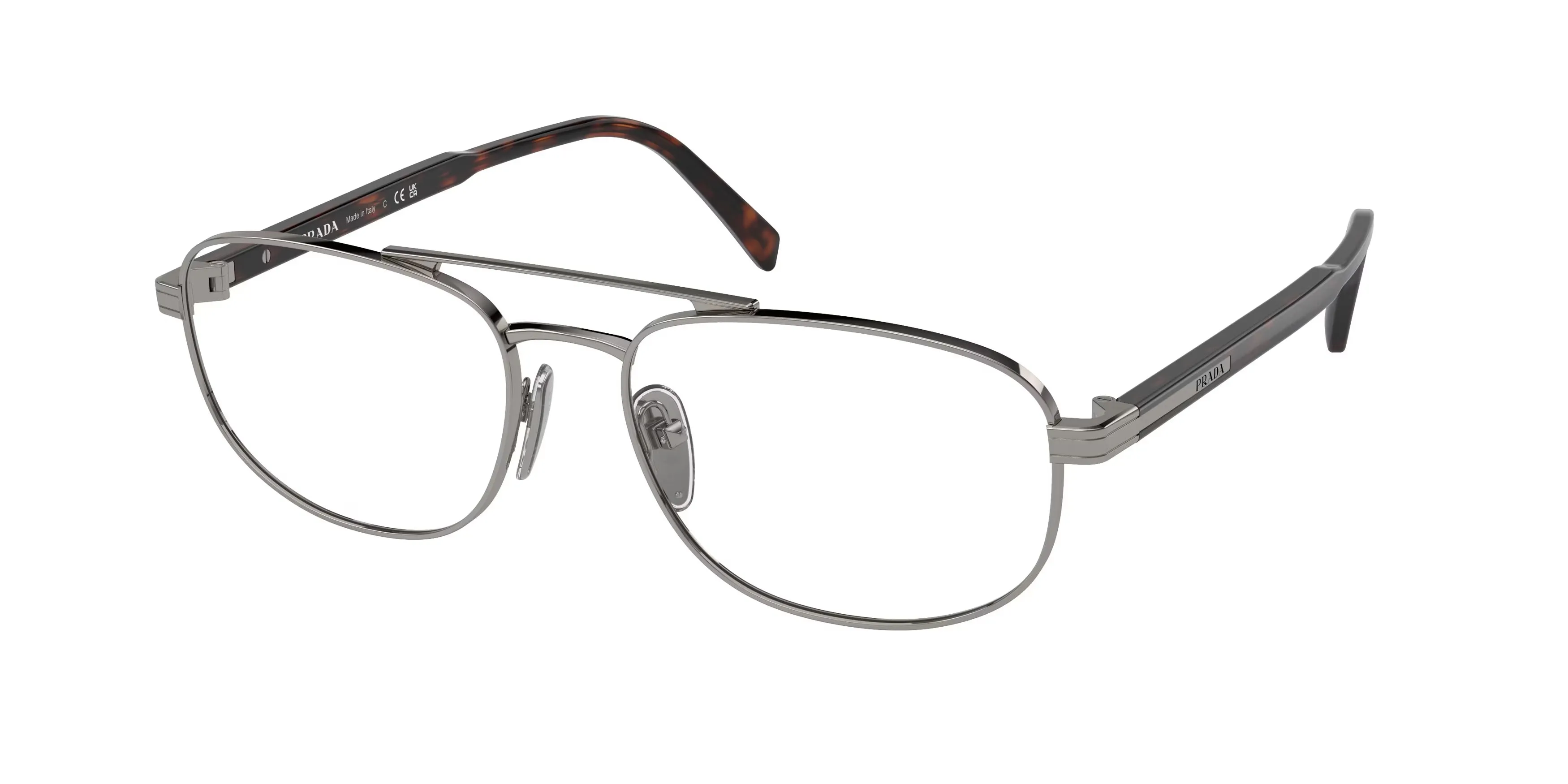 Prada PR A56V 5AV1O1 Montature da vista Acciaio Grigio Rotonda Normale - immagine 1