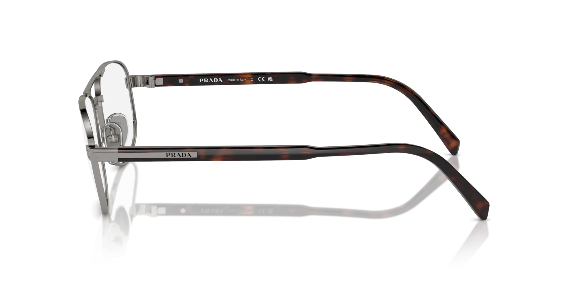 Prada PR A56V 5AV1O1 Montature da vista Acciaio Grigio Rotonda Normale - immagine 4