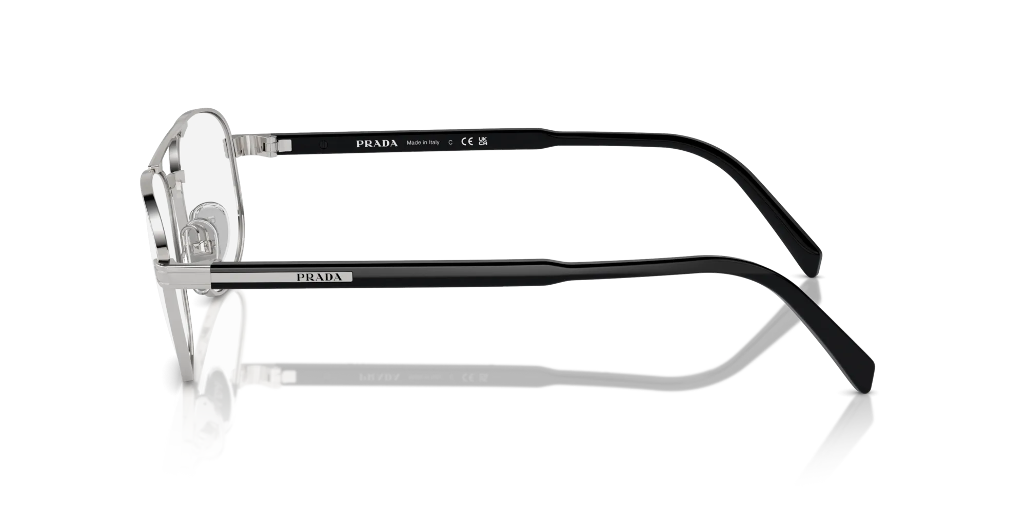 Prada PR A56V 1BC1O1 Montature da vista Acciaio Argento Rotonda Normale - immagine 4