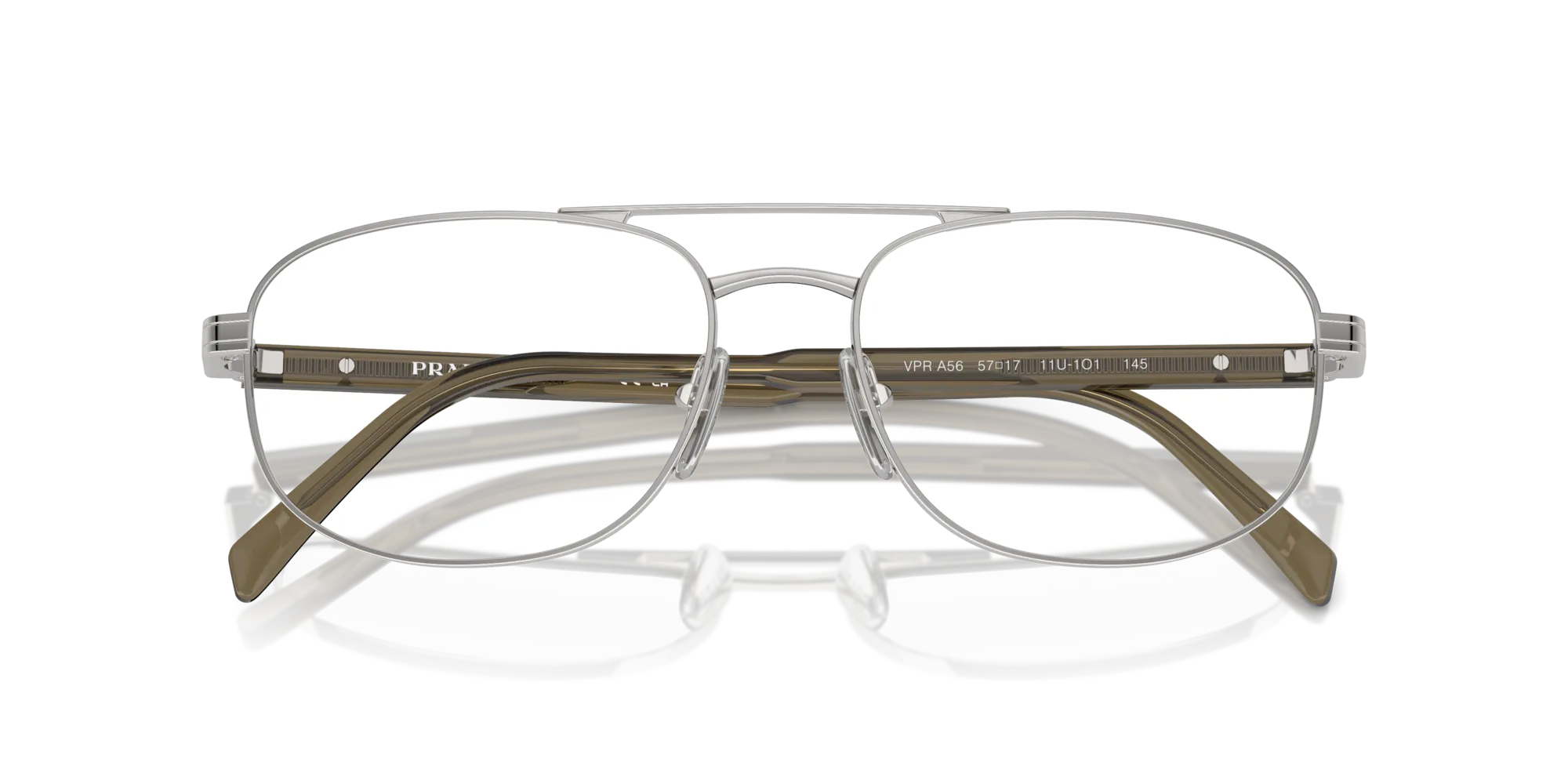 Prada PR A56V 11U1O1 Montature da vista Acciaio Argento Trasparente Rotonda Normale - immagine 2