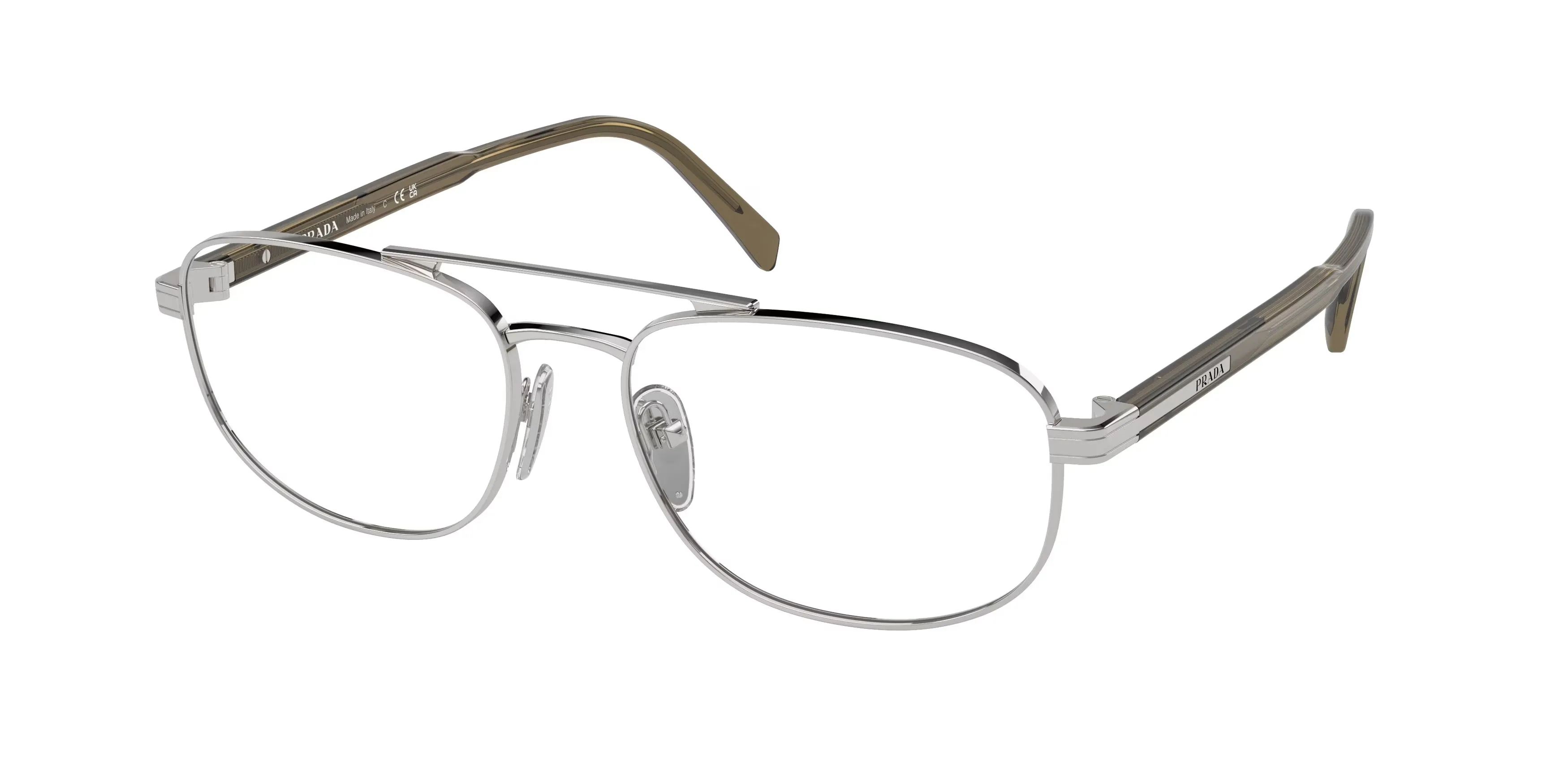 Prada PR A56V 11U1O1 Montature da vista Acciaio Argento Trasparente Rotonda Normale - immagine 1