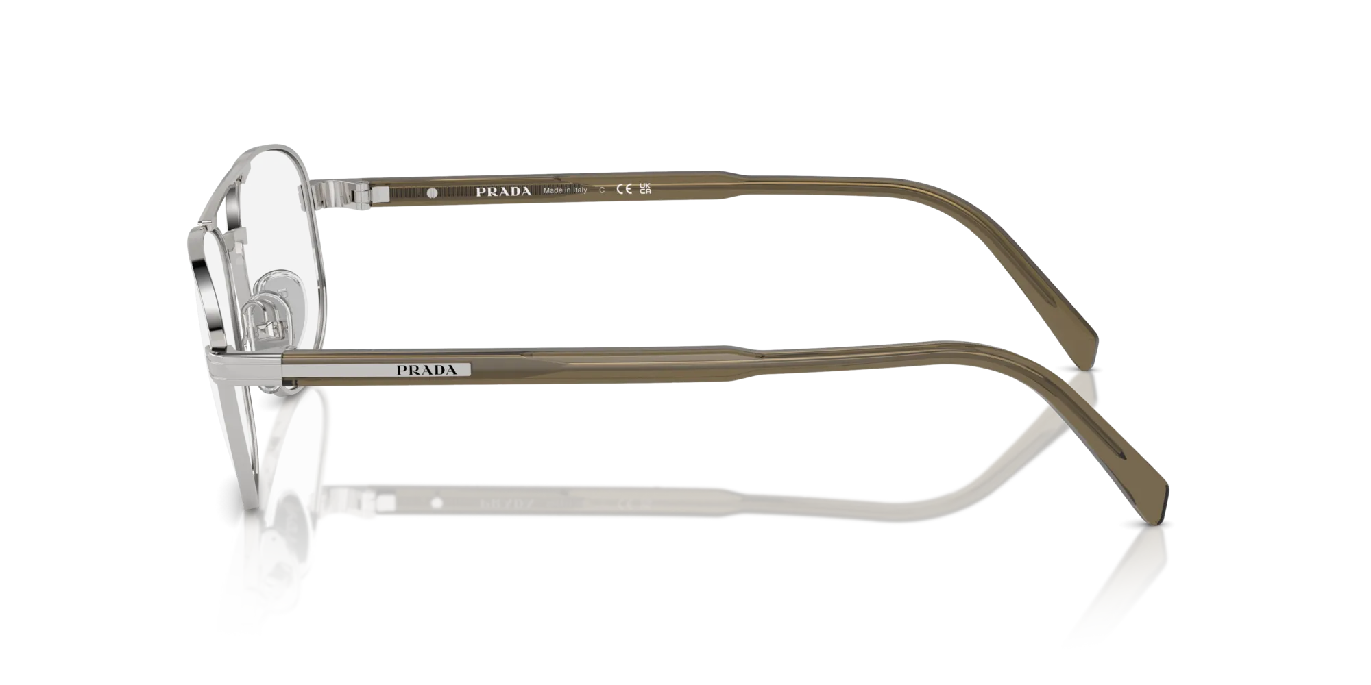 Prada PR A56V 11U1O1 Montature da vista Acciaio Argento Trasparente Rotonda Normale - immagine 4