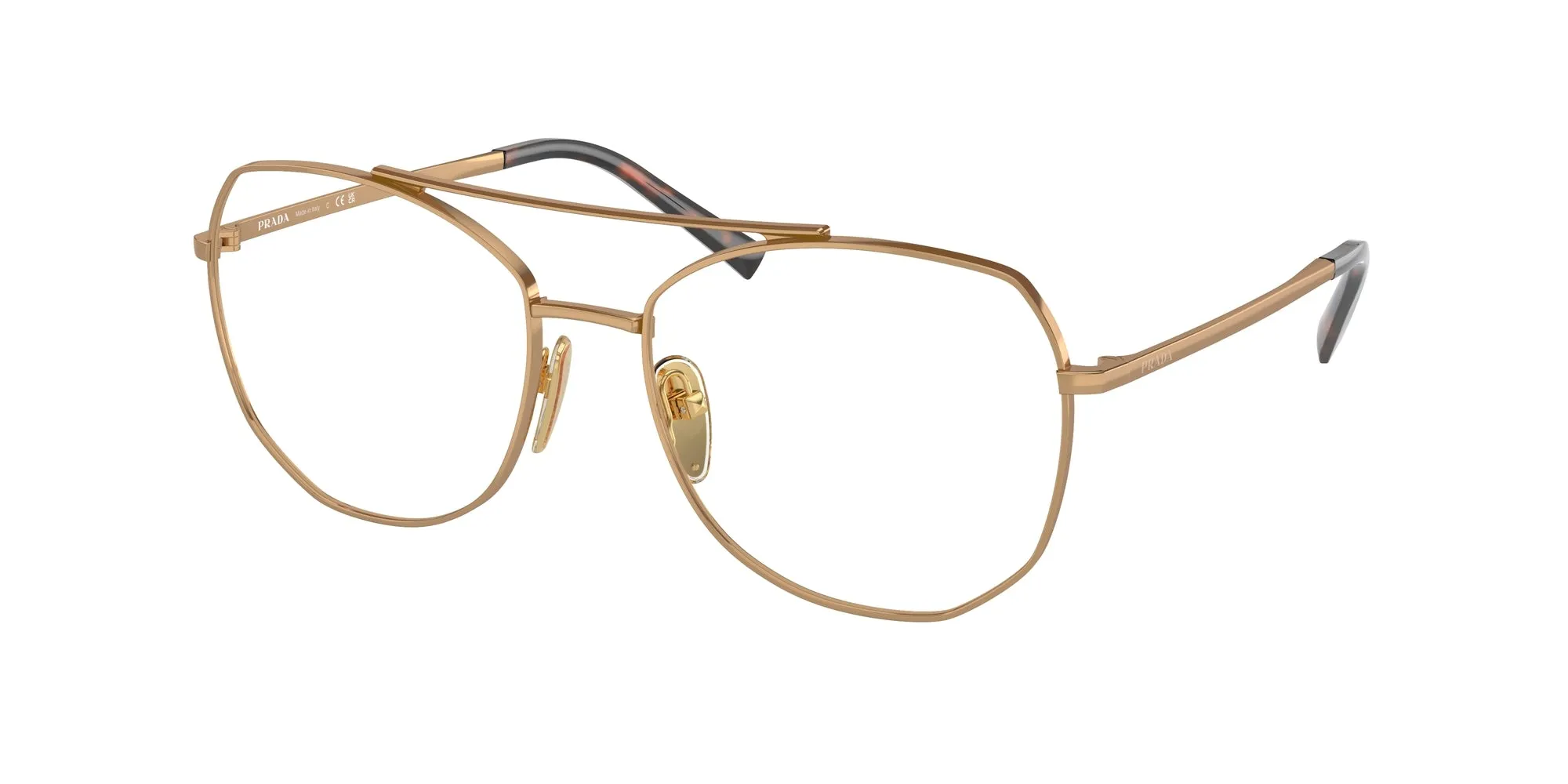 Prada PR A58V 7OE1O1 Montature da vista Acciaio Marrone Trasparente Geometrica Normale - immagine 1