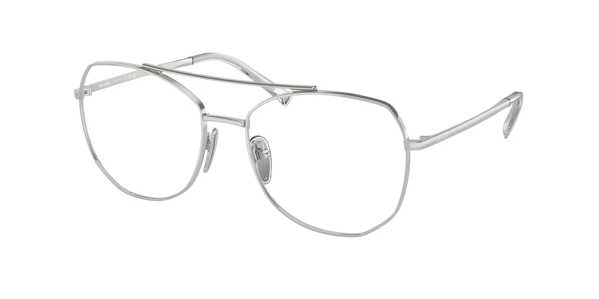 Prada PR A58V 1BC1O1 Montature da vista Acciaio Argento Geometrica Normale - immagine 1