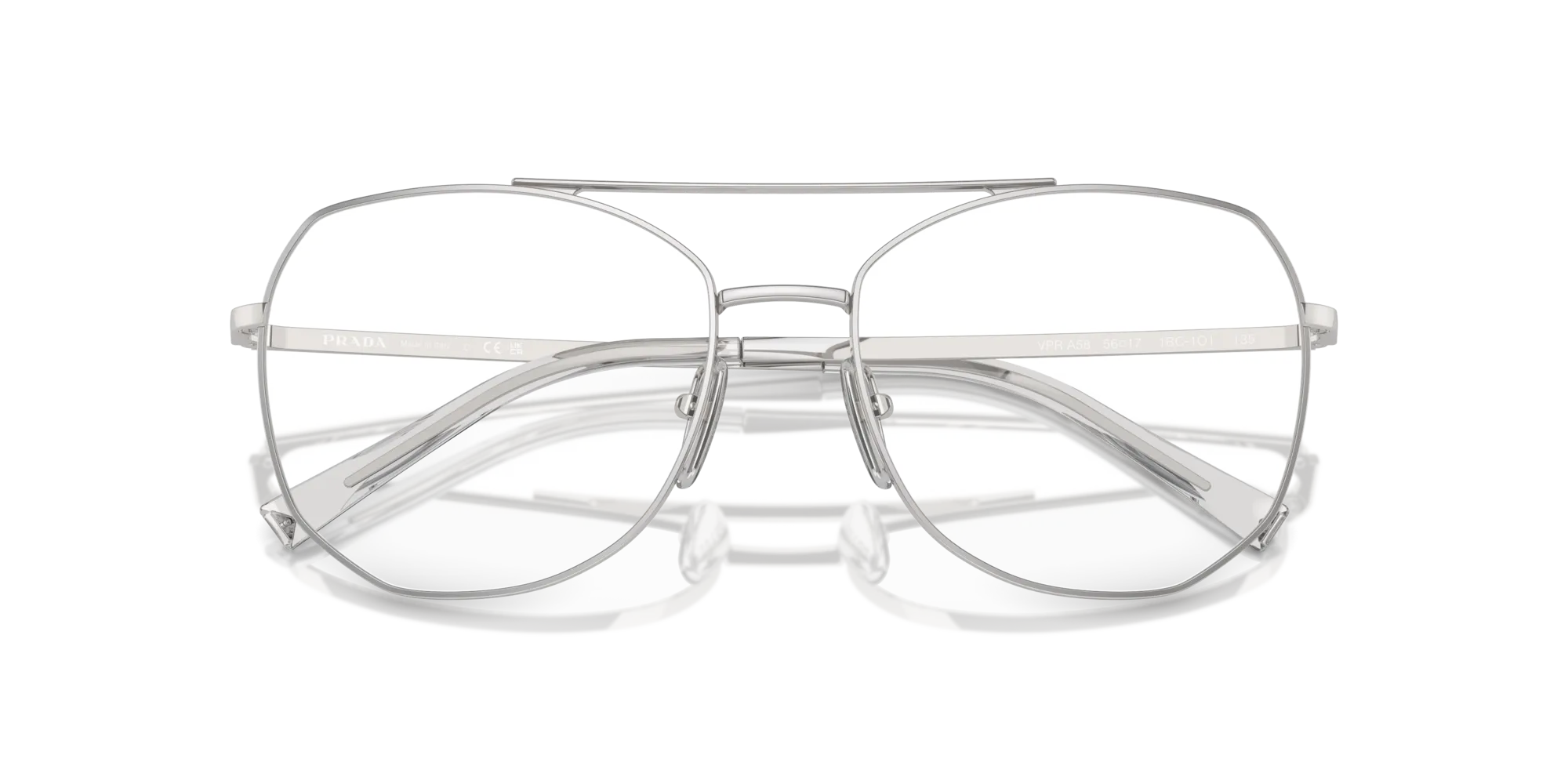 Prada PR A58V 1BC1O1 Montature da vista Acciaio Argento Geometrica Normale - immagine 2