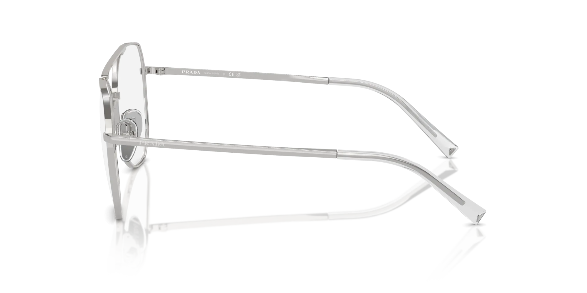 Prada PR A58V 1BC1O1 Montature da vista Acciaio Argento Geometrica Normale - immagine 4