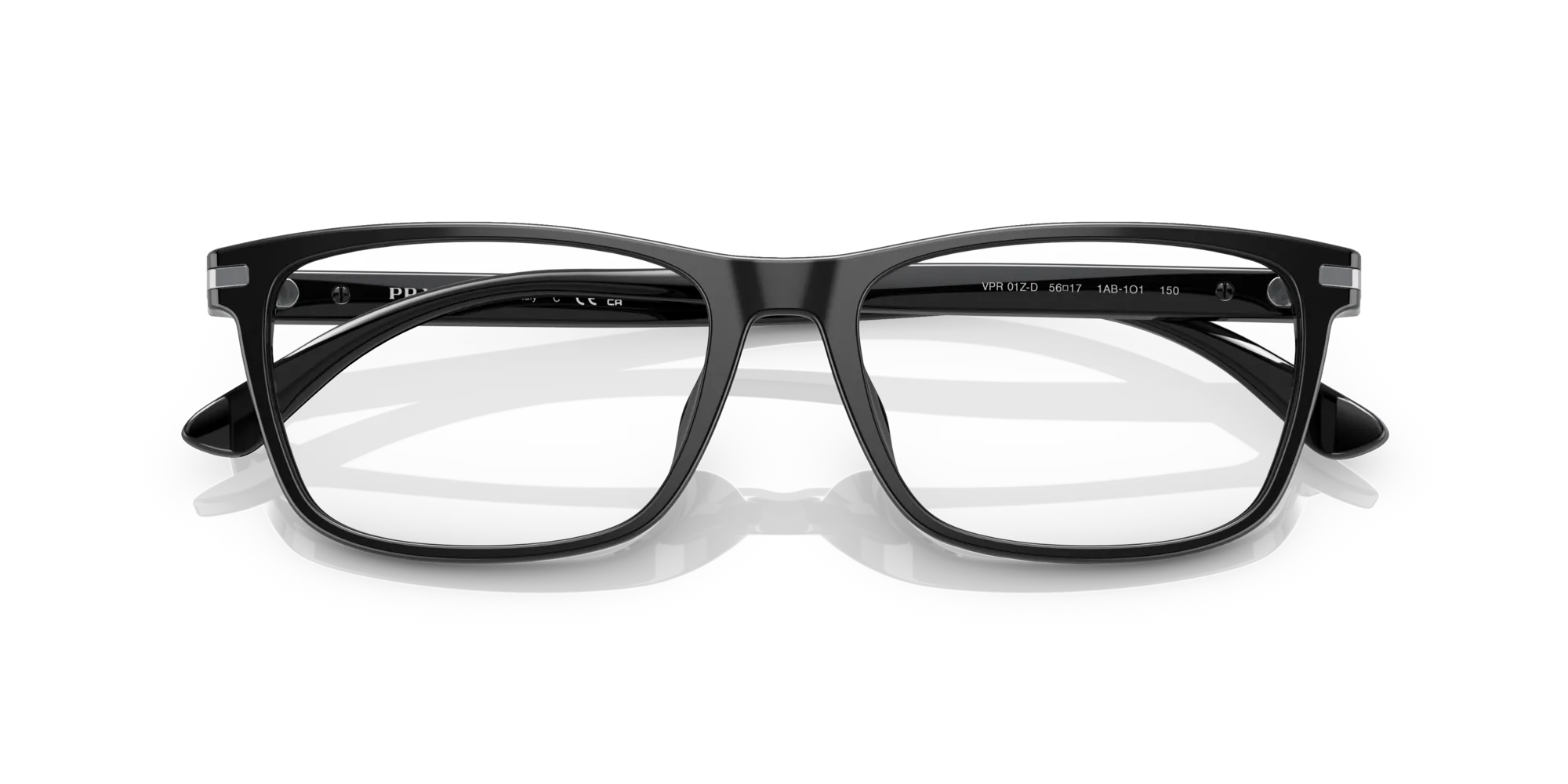 Prada PR 01ZVD 1AB1O1 Montature da vista Acetato Nero Trasparente Squadrata Normale - immagine 2