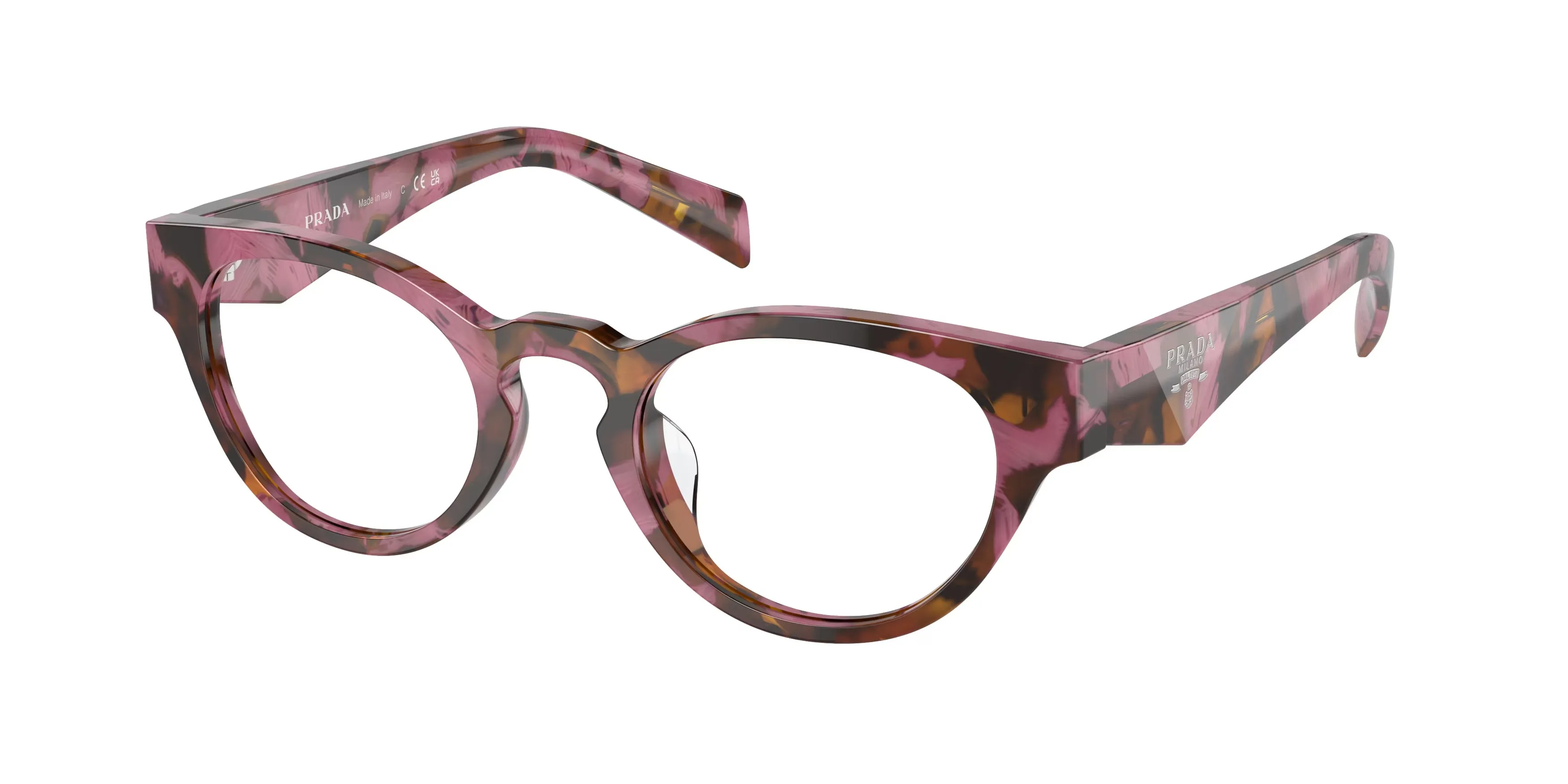 Prada PR A11VD 18N1O1 Montature da vista Acetato Marrone Rotonda Normale - immagine 1