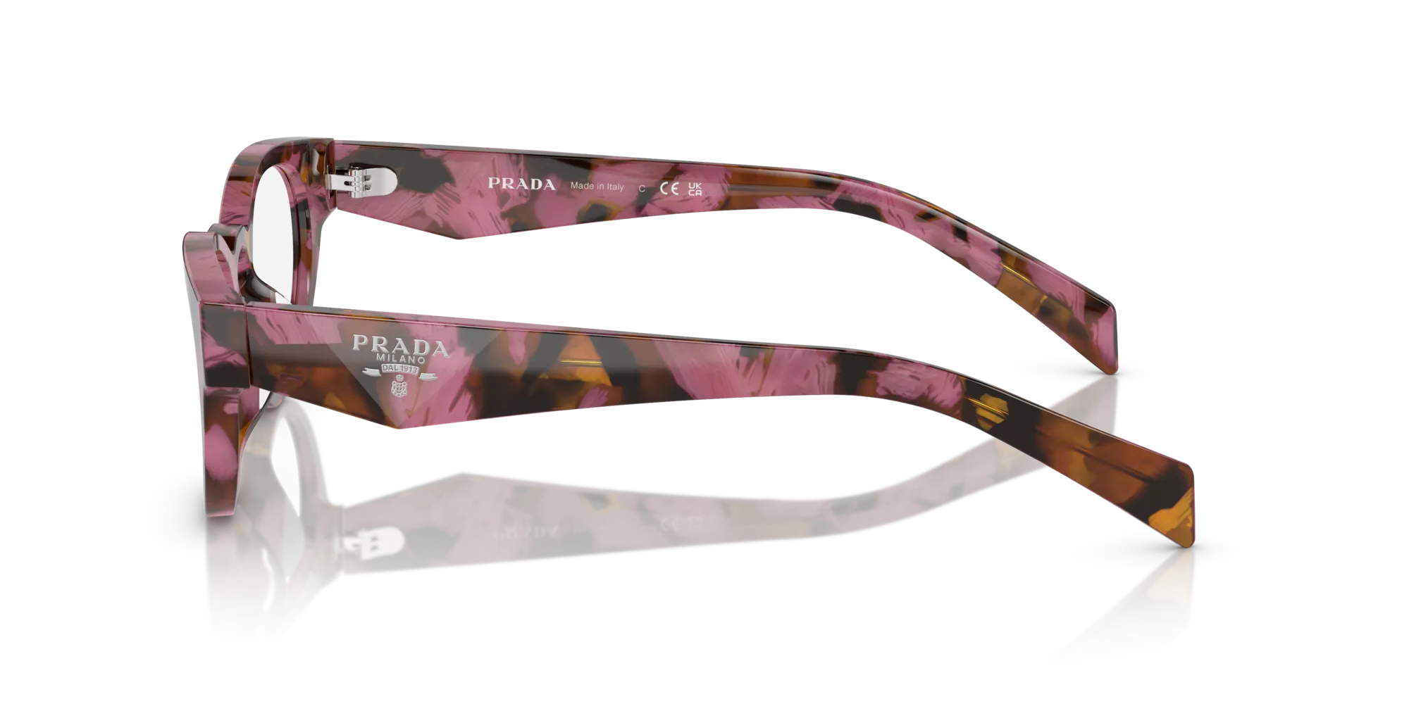 Prada PR A11VD 18N1O1 Montature da vista Acetato Marrone Rotonda Normale - immagine 4