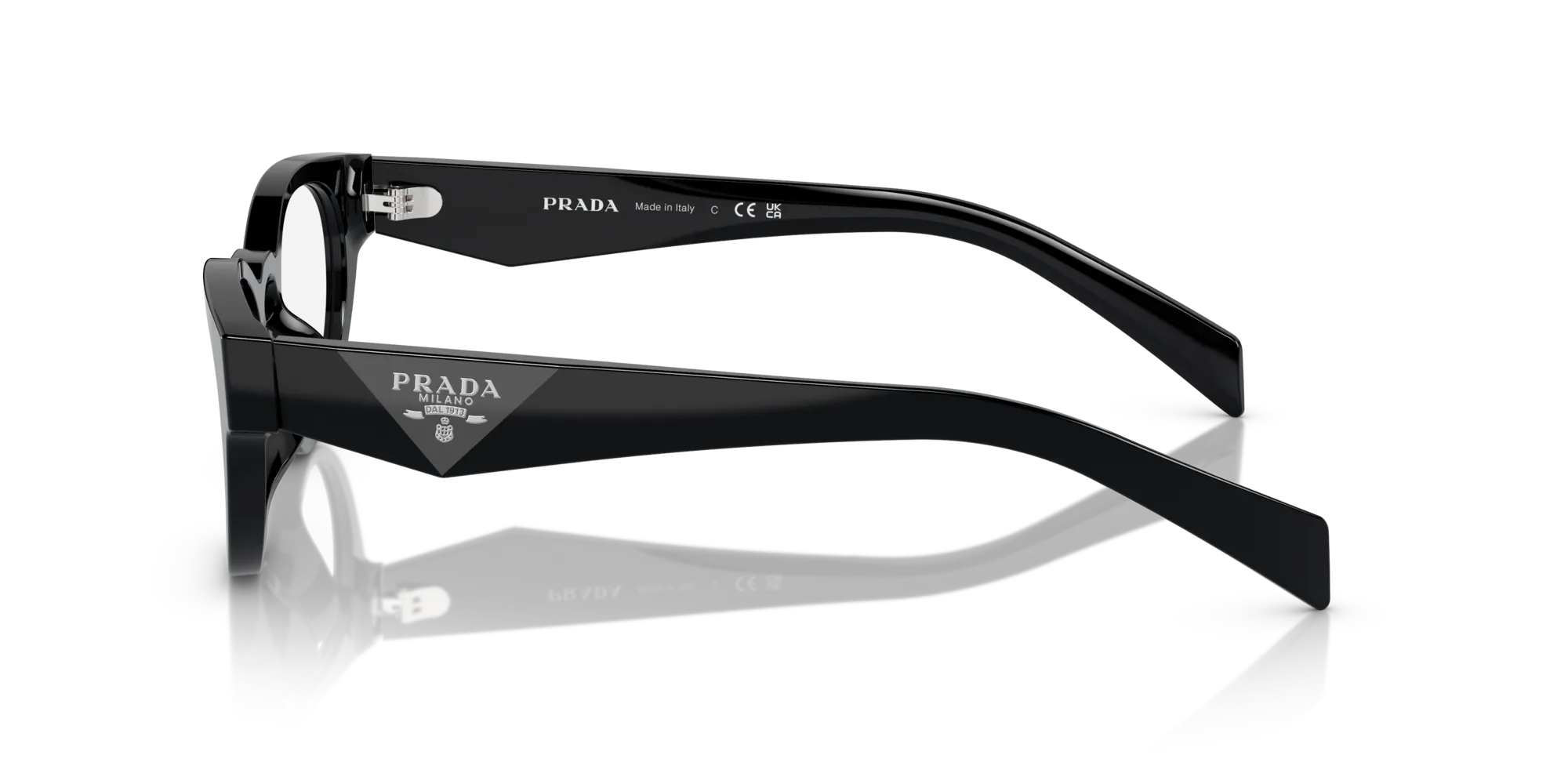 Prada PR A11VD 16K1O1 Montature da vista Acetato Nero Rotonda Normale - immagine 4