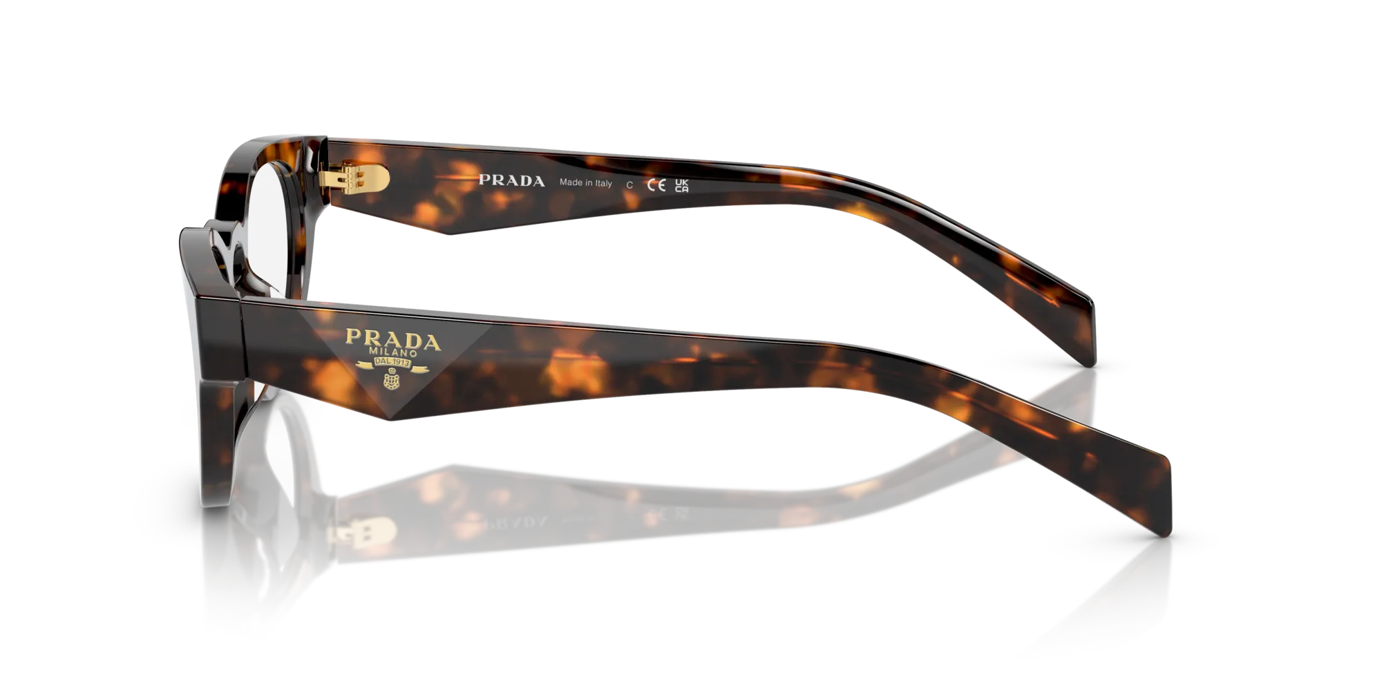 Prada PR A11VD 14L1O1 Montature da vista Acetato Tartaruga Rotonda Normale - immagine 4