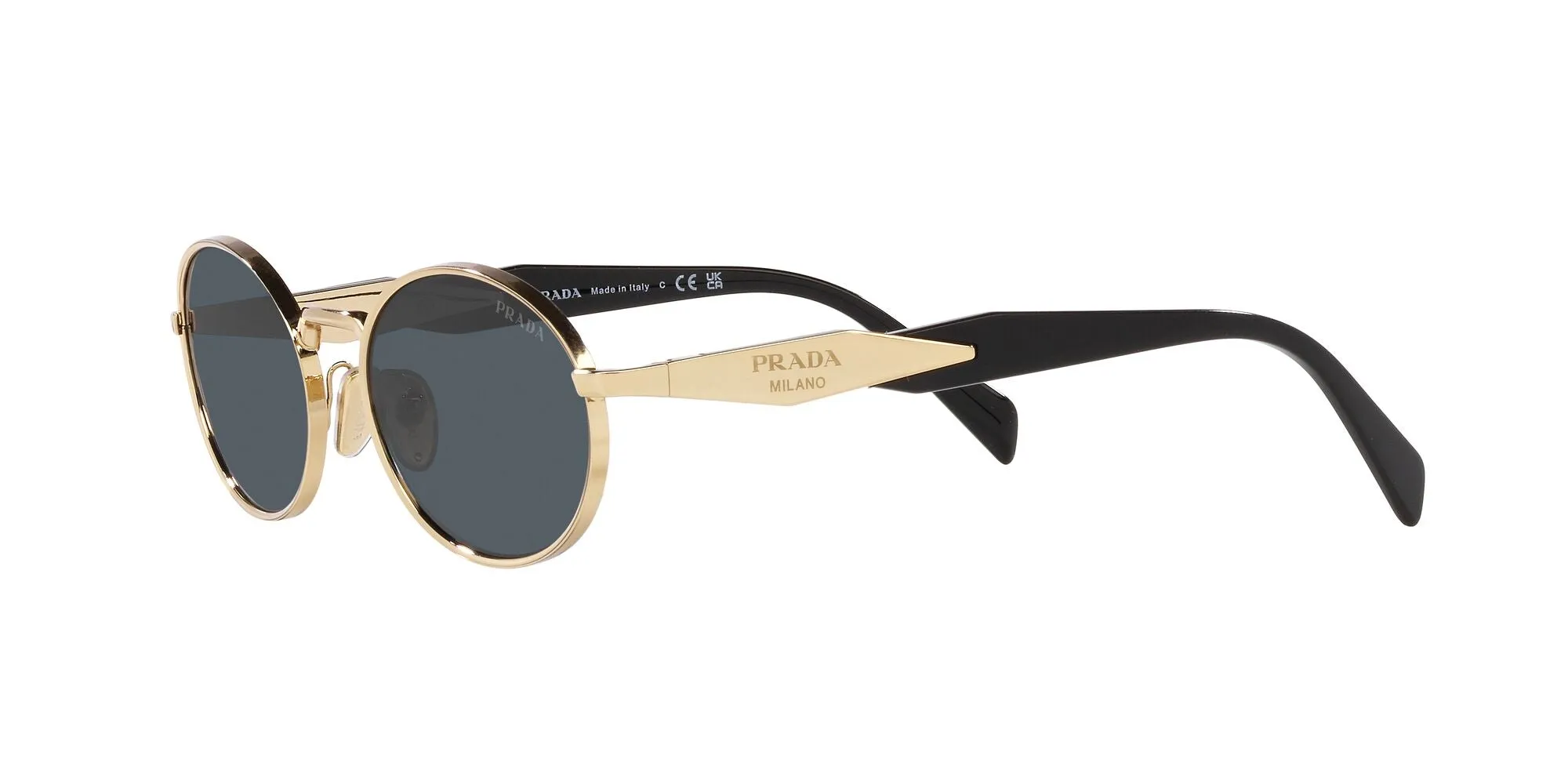 Prada PR 65ZS ZVN09T Occhiali da sole Metallo Oro Grigio Rotonda Normale - immagine 3