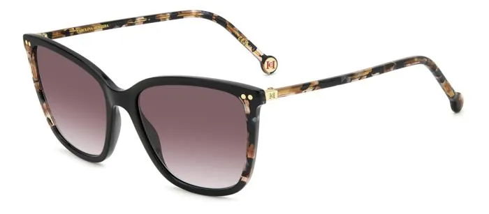 Carolina Herrera HER 0245/S WR7/3X Occhiali da sole Acetato Nero / Havana Rosso Squadrata Sfumato - immagine 1
