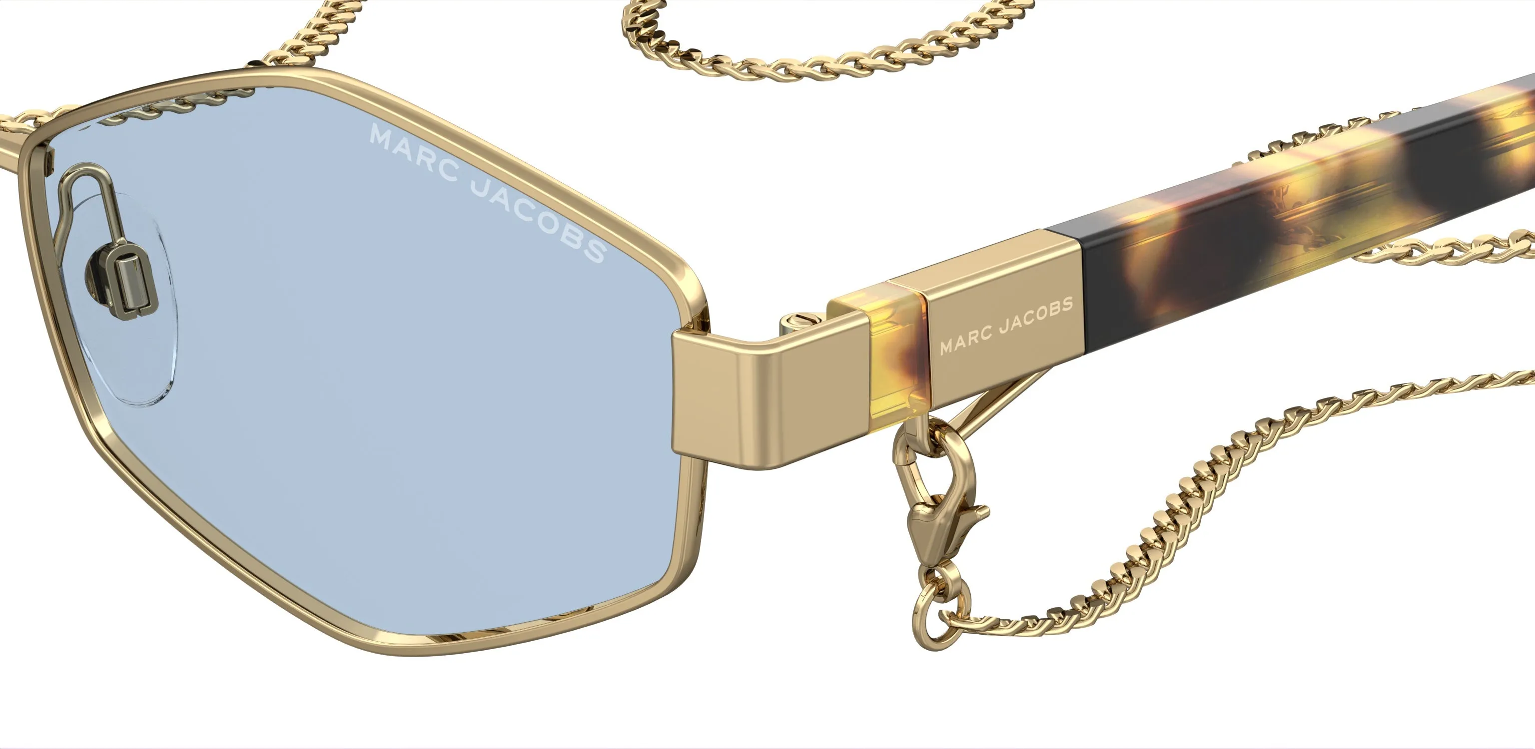 Marc Jacobs MARC 496/S 013/KU Occhiali da sole Metallo Oro Azzurro Geometrica - immagine 3