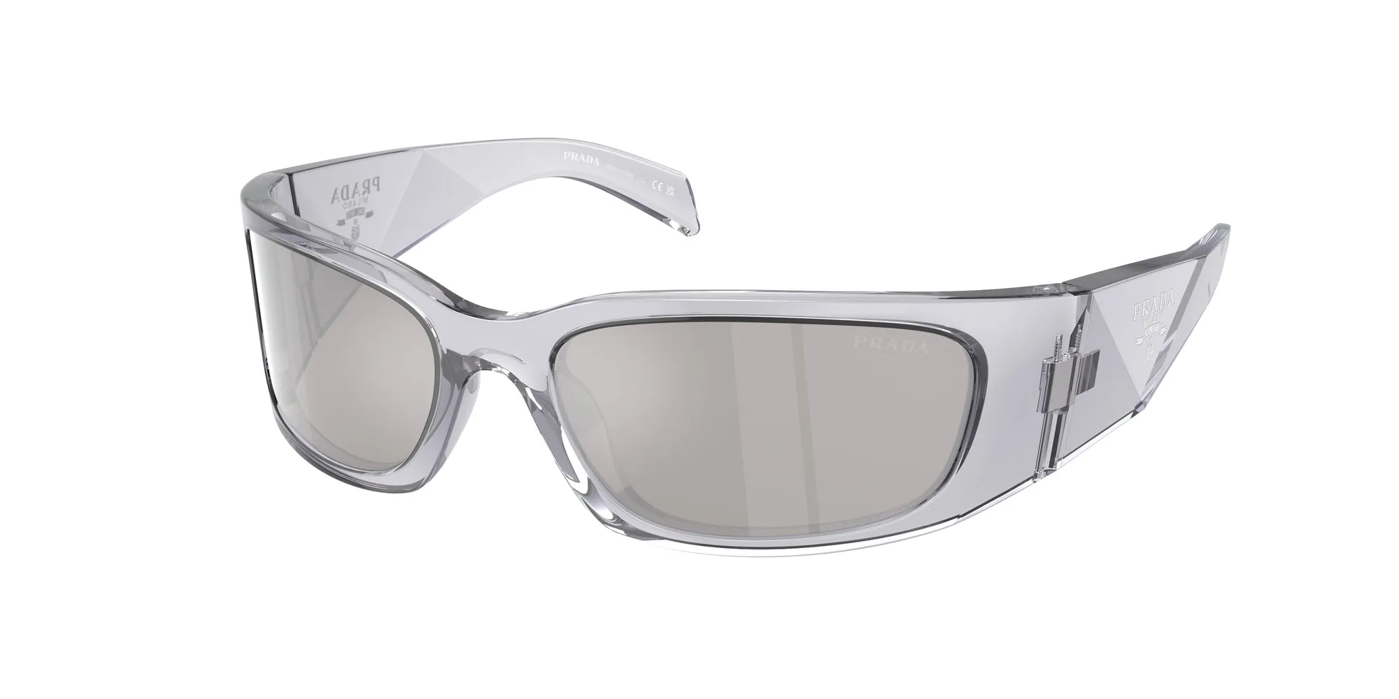 Prada PR A19S 12R2B0 Occhiali da sole Acetato Grigio Grigio Farfalla Specchiate Specchiato - immagine 1