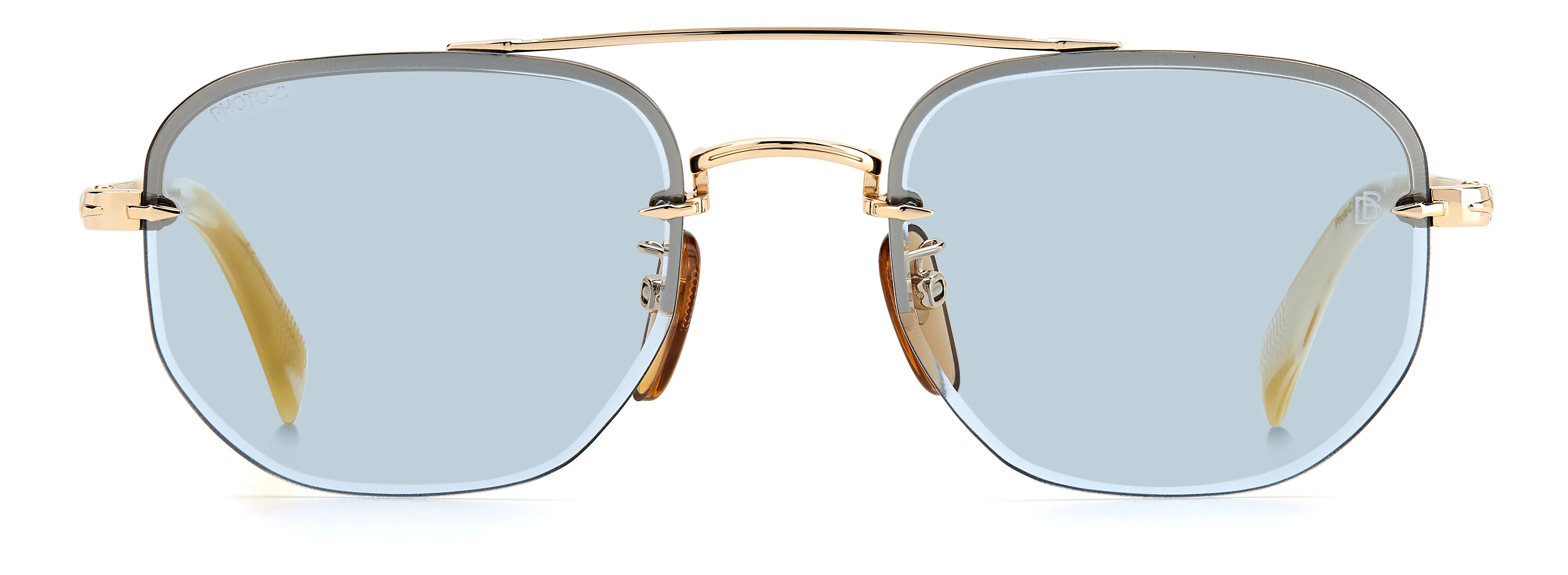 DAVID BECKHAM DB 1078/S IDA/QZ Occhiali da sole Acciaio Oro Azzurro Geometrica - immagine 2