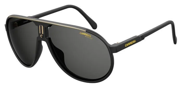 Carrera CHAMPION/N 003/IR Occhiali da sole Plastica Nero-opaco Grigio Pilot Normale Sfumato - immagine 1