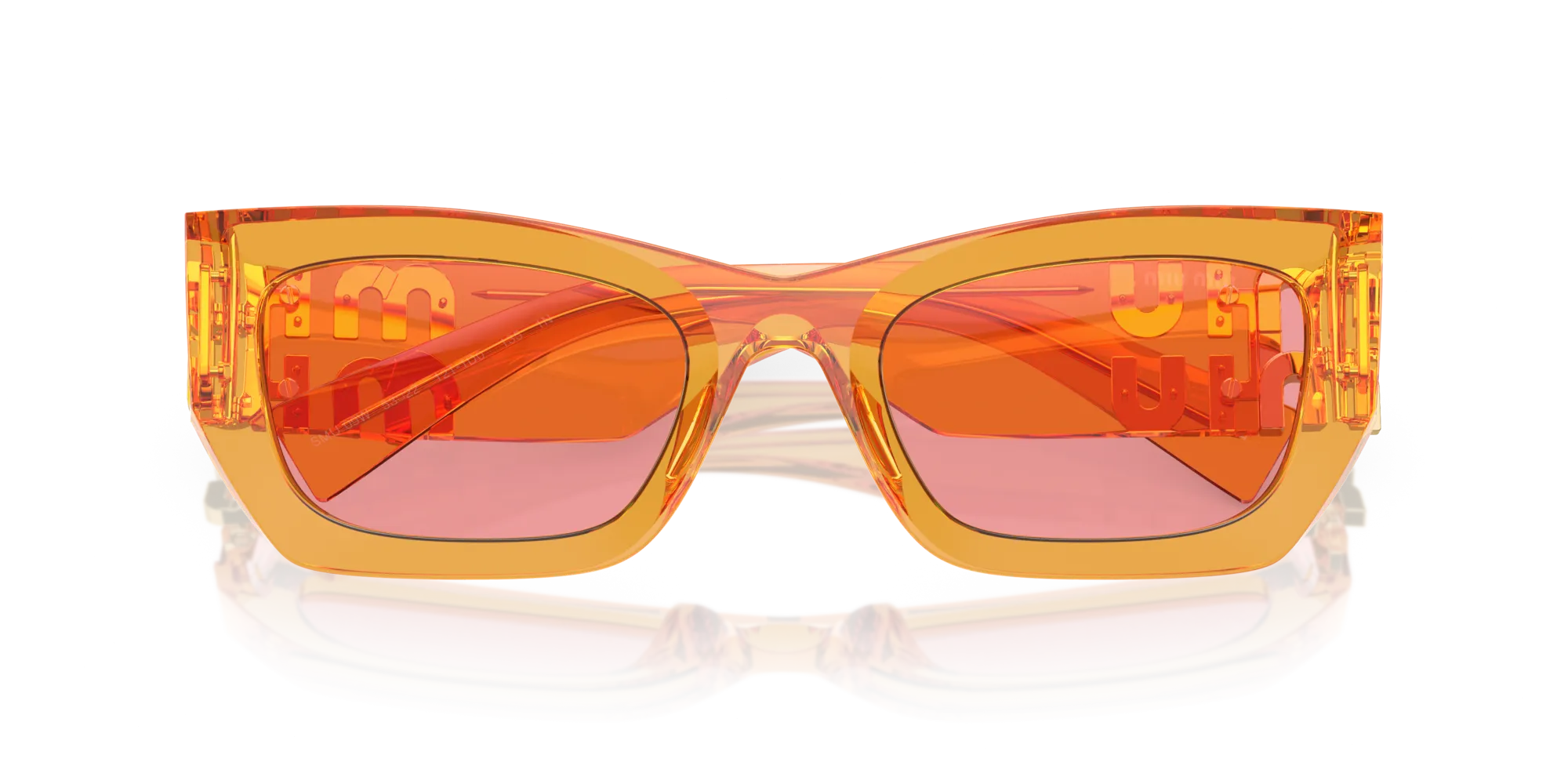 Miu Miu MU 09WS 12T1D0 Occhiali da sole Acetato Arancione Rosa Squadrata Normale - immagine 2