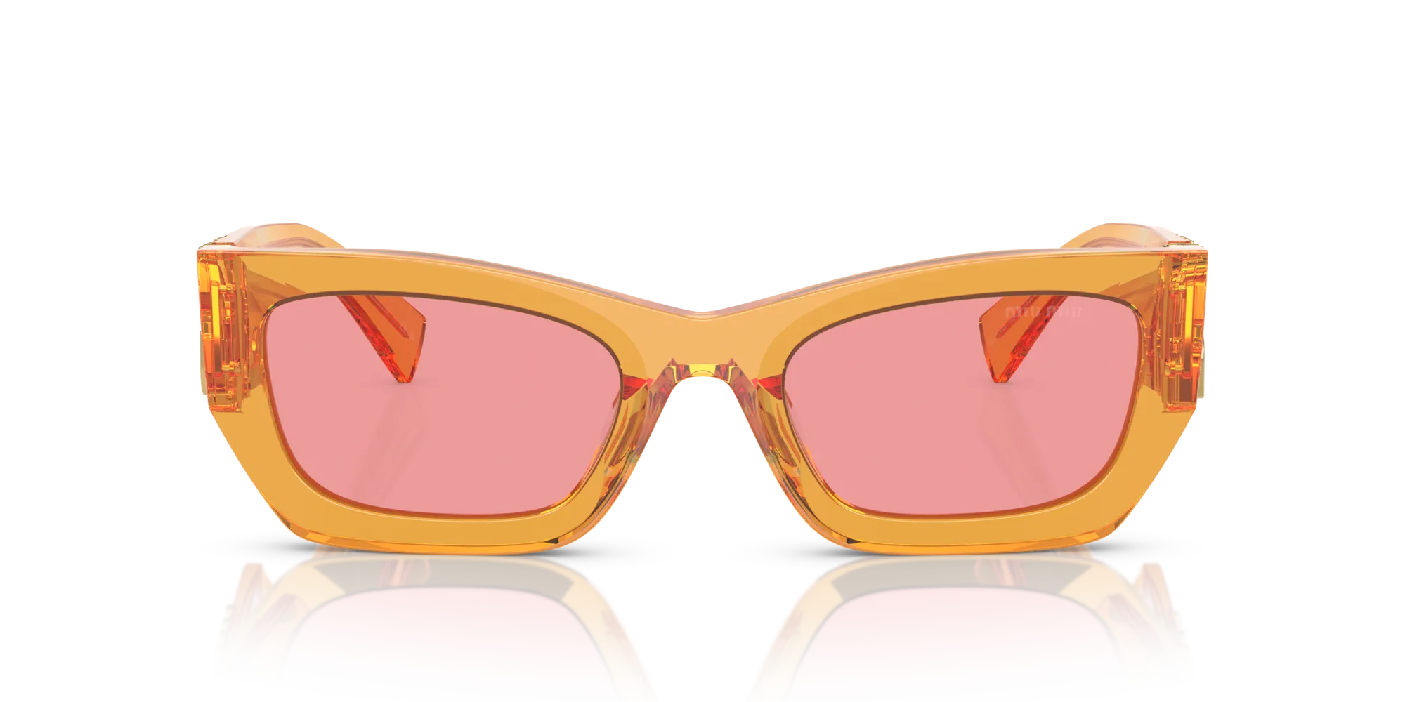 Miu Miu MU 09WS 12T1D0 Occhiali da sole Acetato Arancione Rosa Squadrata Normale - immagine 3