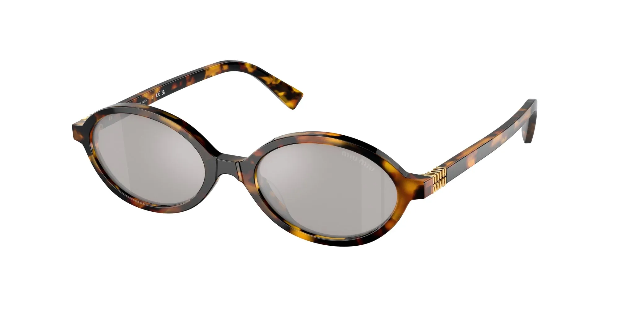 Miu Miu MU 04ZS VAU07F Occhiali da sole Acetato Tartaruga Grigio Rotonda Specchiate - immagine 1