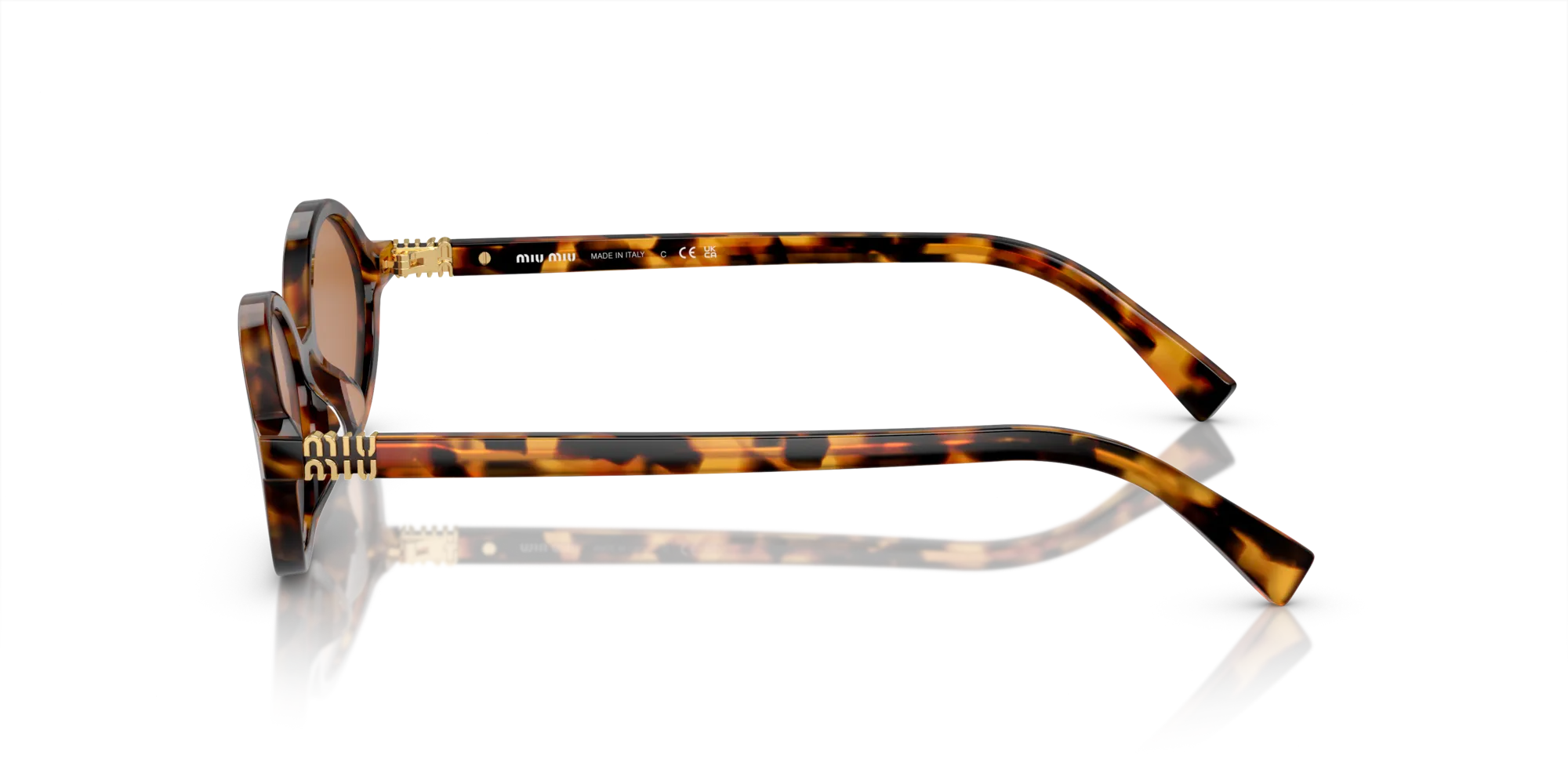 Miu Miu MU 04ZS 19P2Z1 Occhiali da sole Acetato Tartaruga Marrone Rotonda Normale - immagine 4