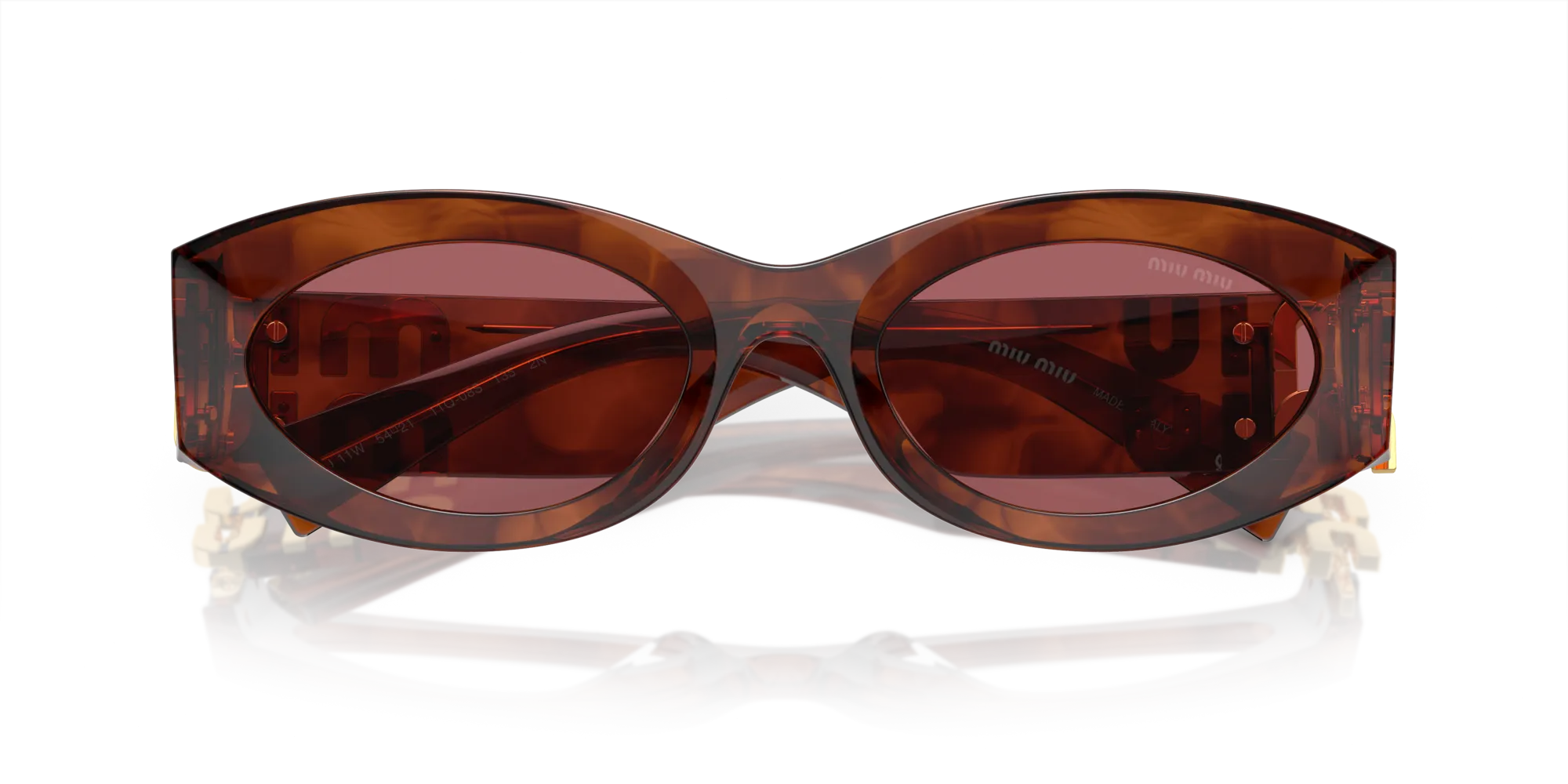 Miu Miu MU 11WS 11Q08S Occhiali da sole Acetato Marrone Viola Rotonda Normale - immagine 2