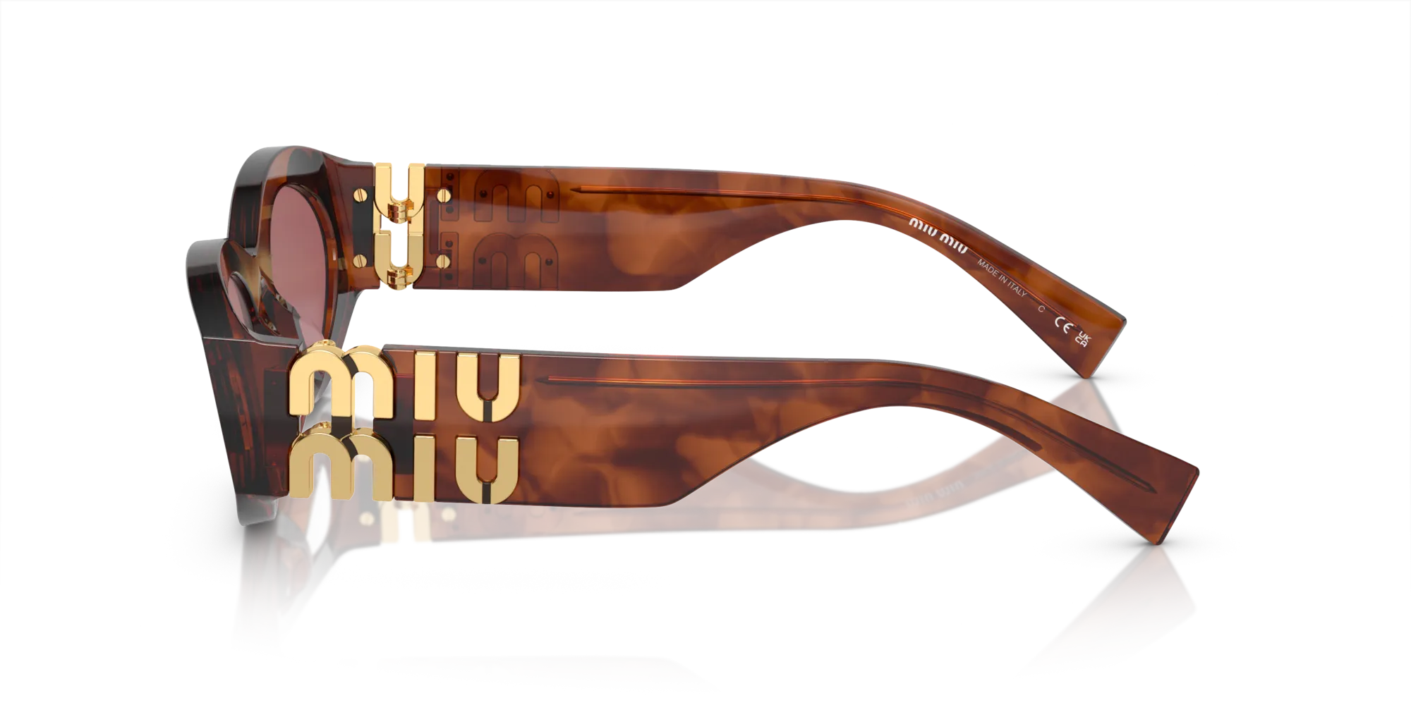 Miu Miu MU 11WS 11Q08S Occhiali da sole Acetato Marrone Viola Rotonda Normale - immagine 4